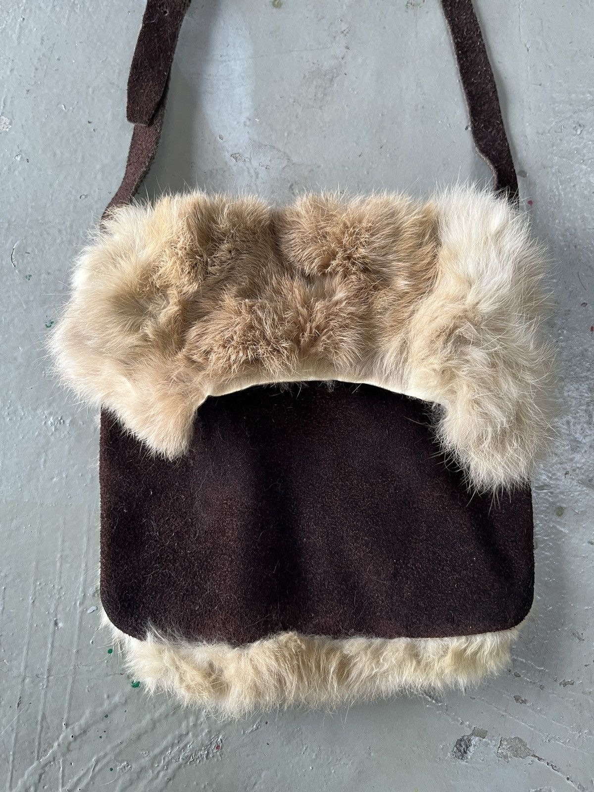 14th Addiction LGB GOA Leather Suede Rabbit Fur Margiela Style Sling Bag Size ONE SIZE - 3 Thumbnail