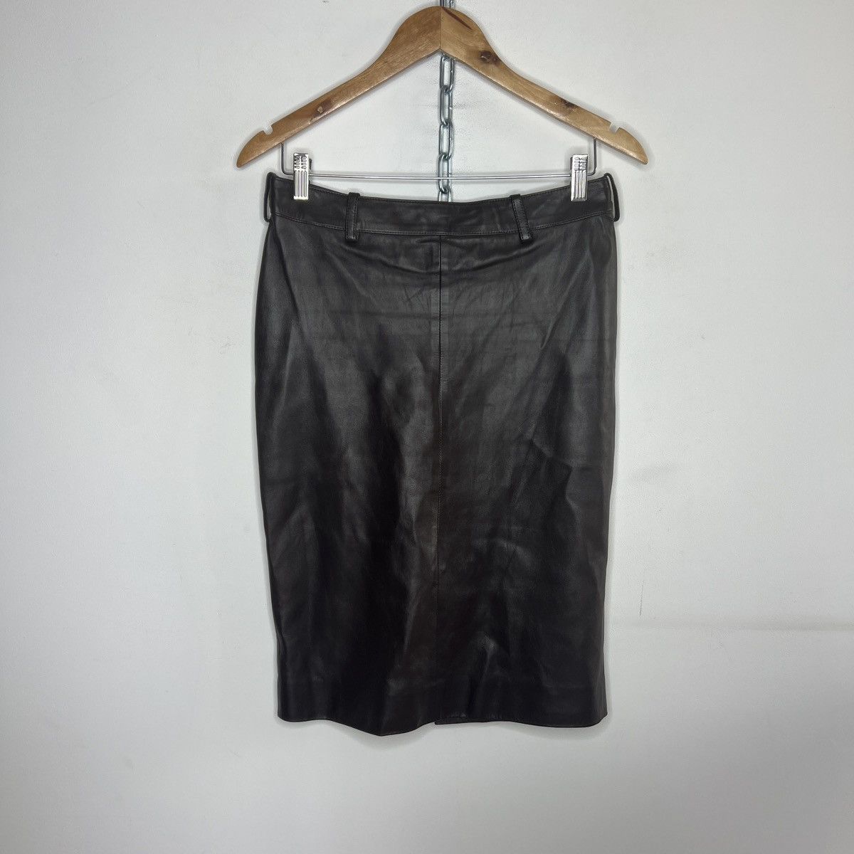 Dior Vintage 90s Christian Dior Leather Mini Skirt Old Money Size 27" / US 4 / IT 40 - 1 Thumbnail