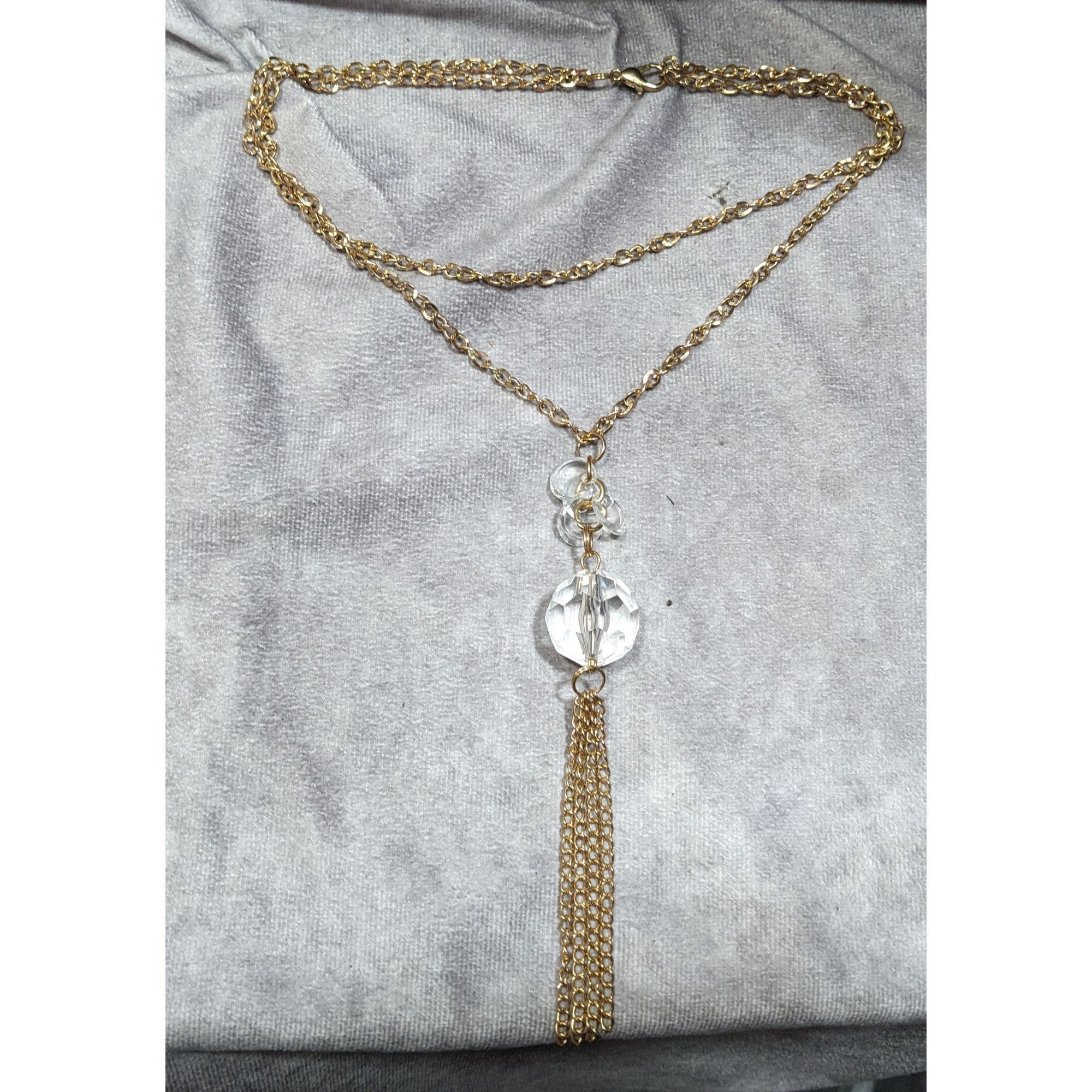 Other Elegant Cleat Gemmed Gold Tone Layered Tassel Necklace Size ONE SIZE - 4 Thumbnail