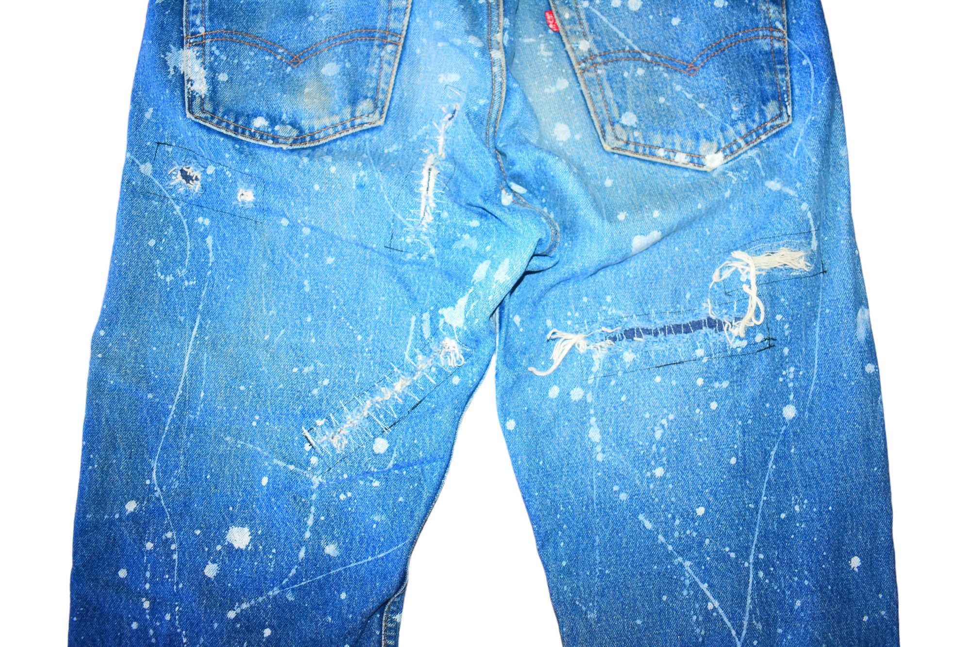 Levi's Very Rare Vintage 80's Levis 501 Distress Patchwork Jeans Size US 32 / EU 48 - 7 Thumbnail