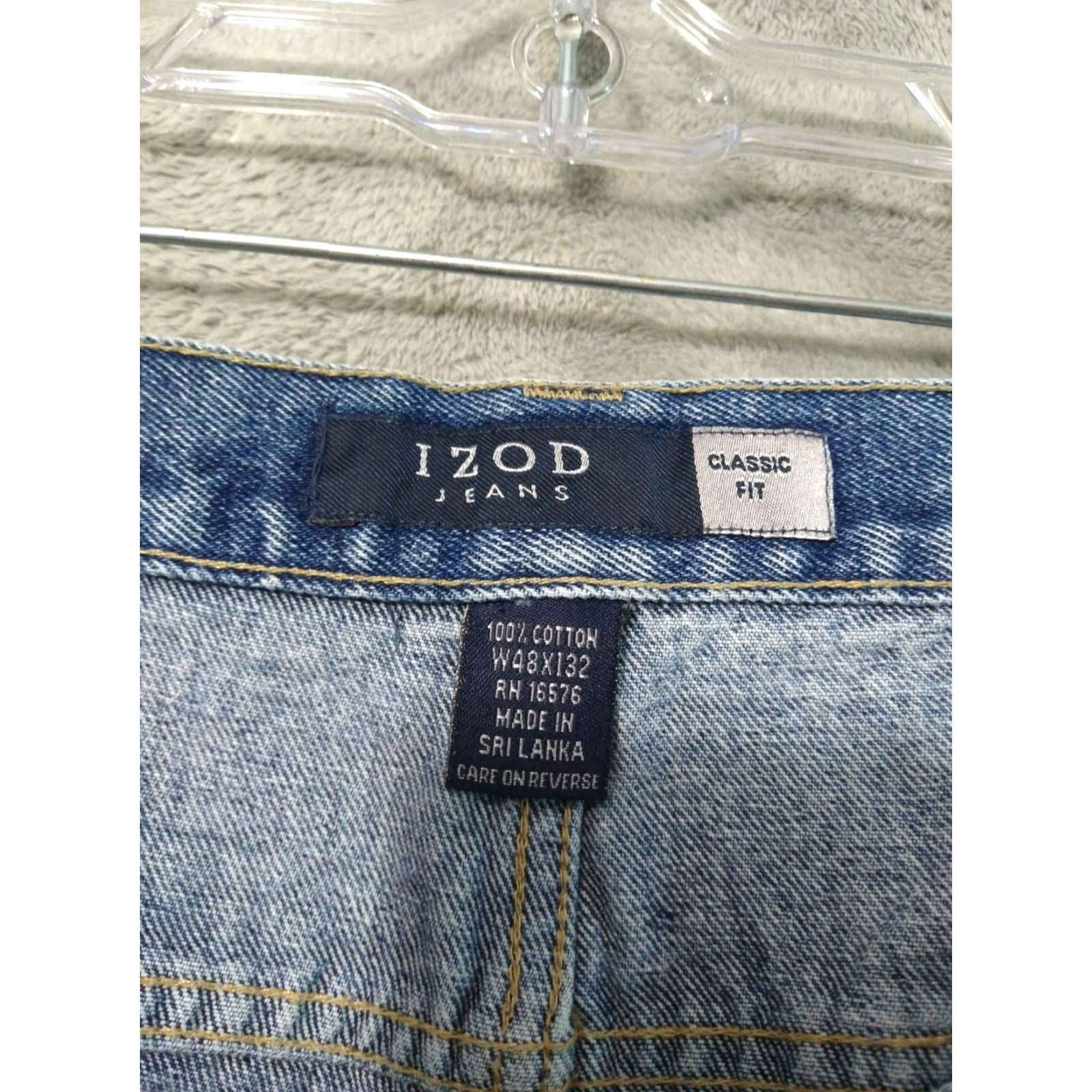 Izod IZOD Jeans Mens 48x32 Blue Denim Classic Fit Tapered Leg High Rise Dark Wash 5-Pocket Design Big & Tall Mens Jeans Size US 32 / EU 48 - 7 Thumbnail