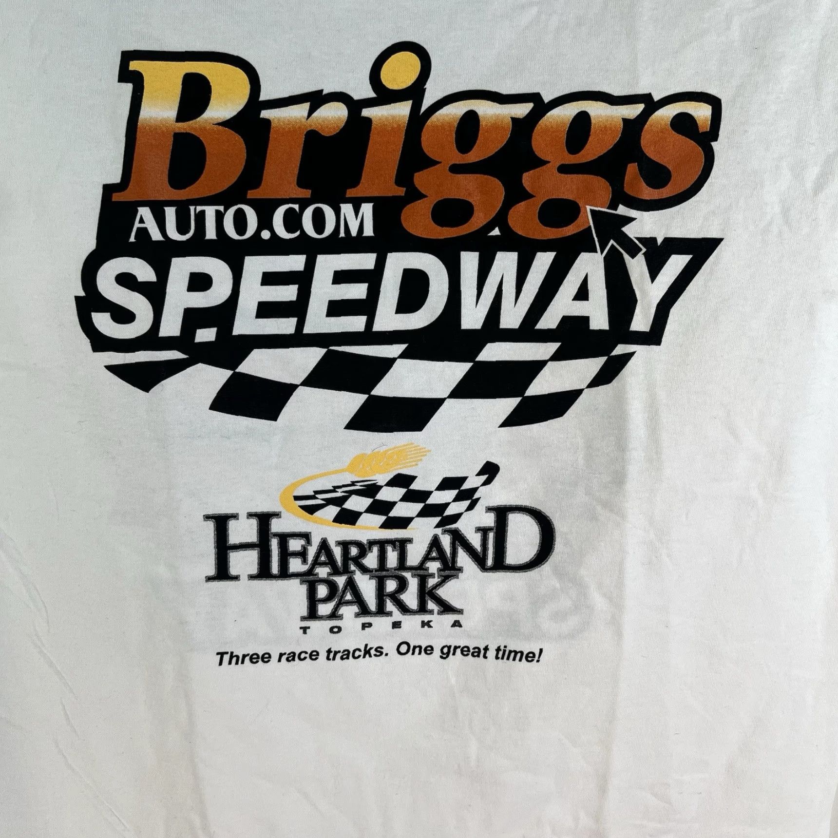 Gildan Briggs Speedway Topeka KS Dirt Track T-Shirt Size L White Mens Size US L / EU 52-54 / 3 - 2 Thumbnail