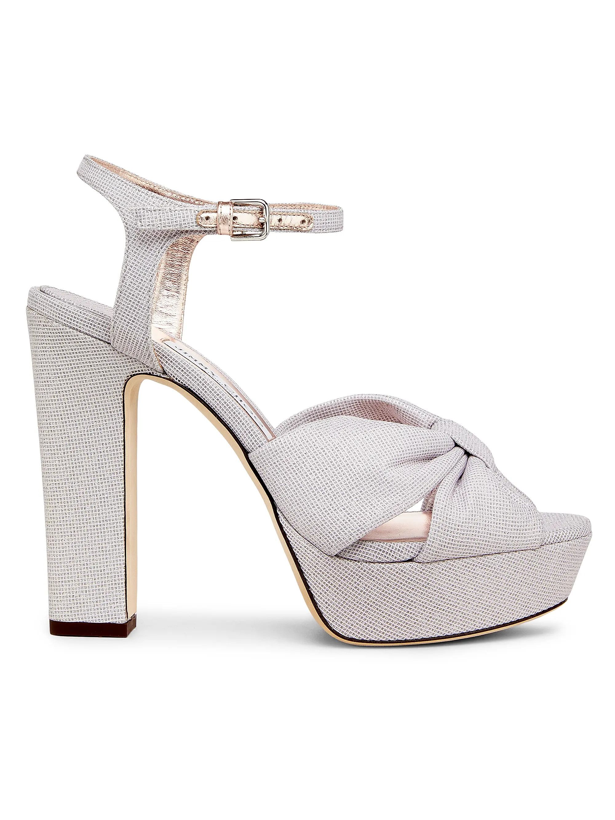 Jimmy Choo os11x0326 Heloise 120mm Glitter Platform Sandals in White Size US 11.5 / IT 41.5 - 1 Preview