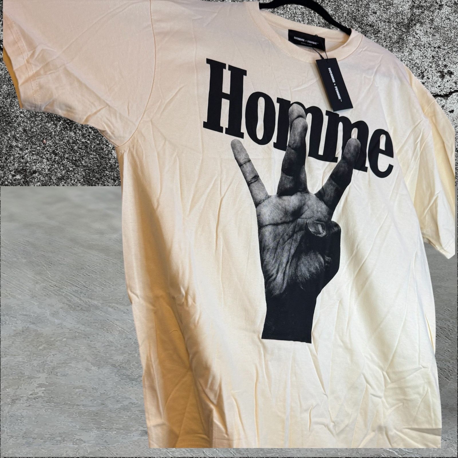 Homme + Femme La •NEW• Homme + Femme LA • Twisted Fingers Off-White Tee • 2XL Size US XXL / EU 58 / 5 - 3 Thumbnail