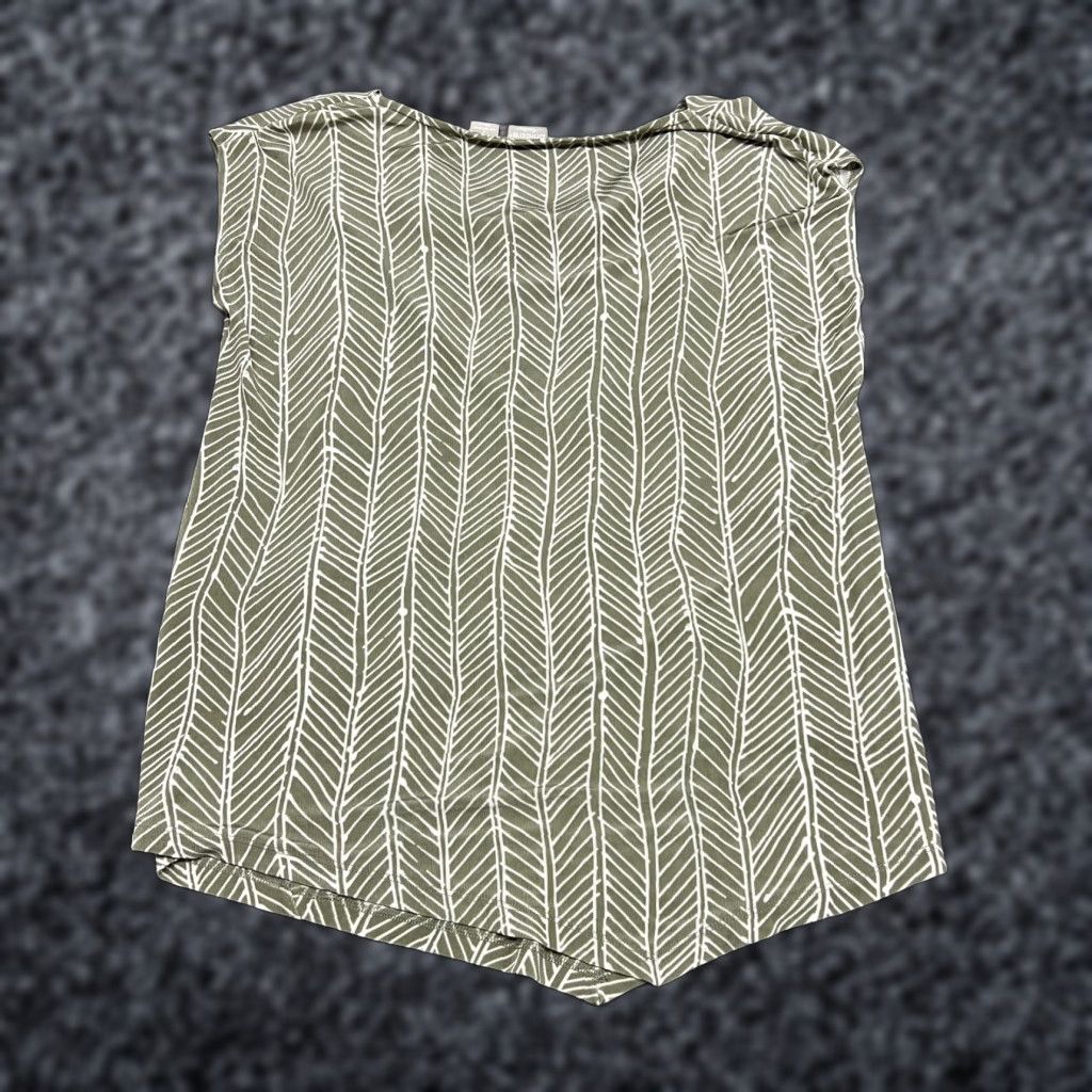 Vintage Chicos Shirt Womens 2 Green Cowl Neck Sleeveless Tunic Top Travelers Geometric Print Casual Summer Flexible Size XS / US 0-2 / IT 36-38 - 1 Thumbnail