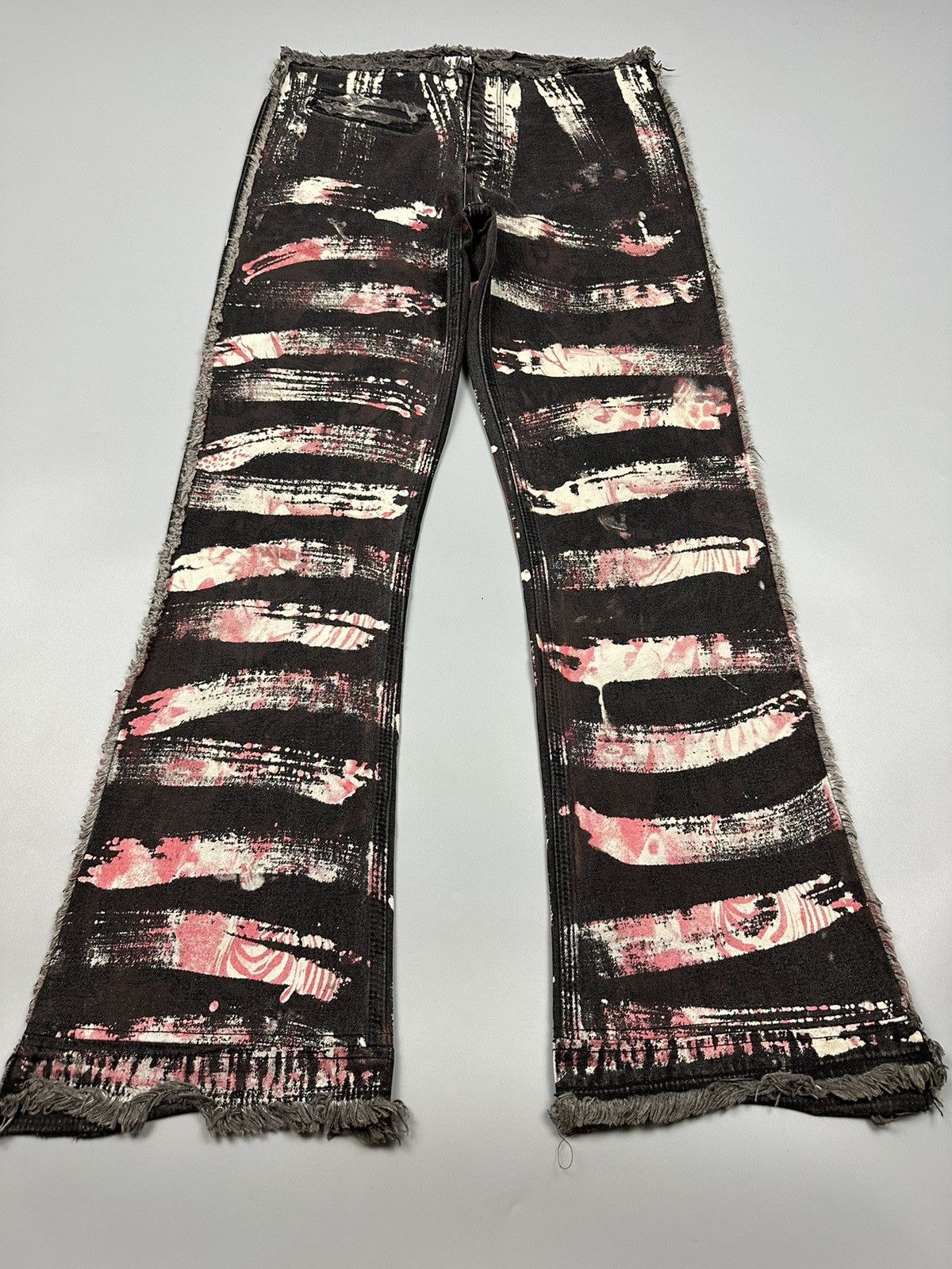 If Six Was Nine × Le Grande Bleu (L.G.B.) 🔥Rare🔥Axara Turk Malidir Punk Graffiti Painted Flared Pants Size US 28 / EU 44 - 3 Thumbnail