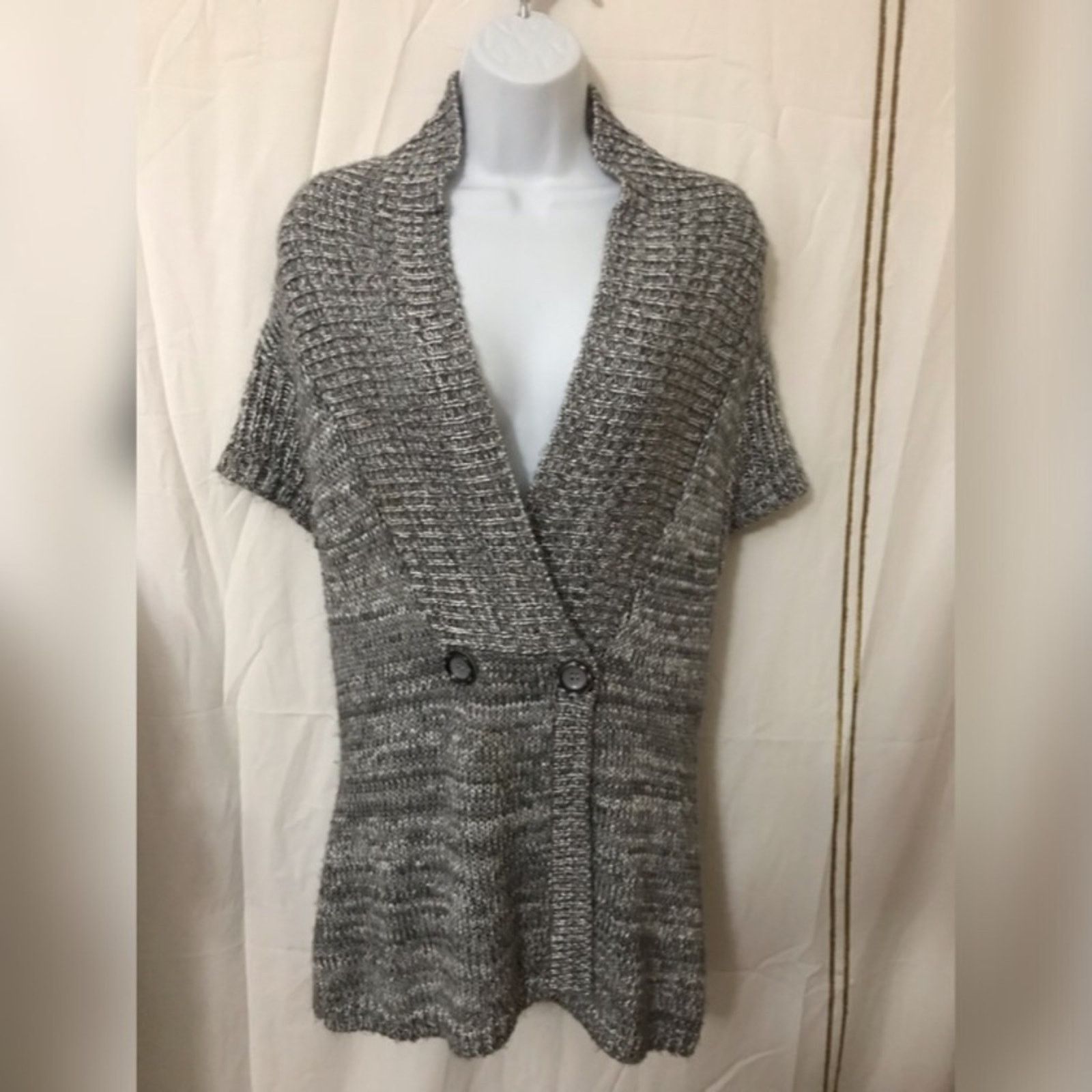 Other CATO Gray Career Short Sleeve Cardigan Sweater Size L / US 10 / IT 46 - 1 Thumbnail