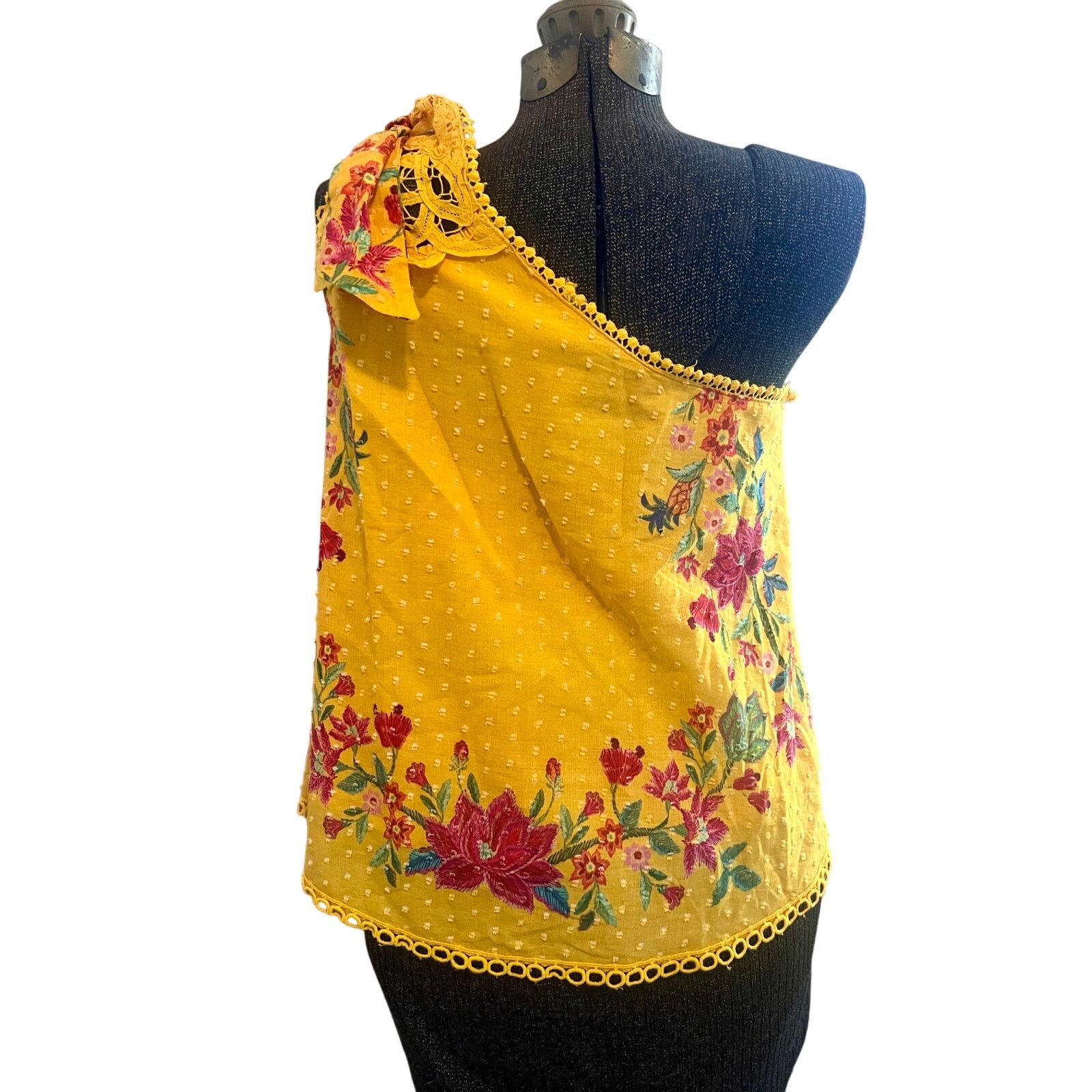 Farm Rio Flower Dream One Shoulder Blouse Size S / US 4 / IT 40 - 2 Thumbnail