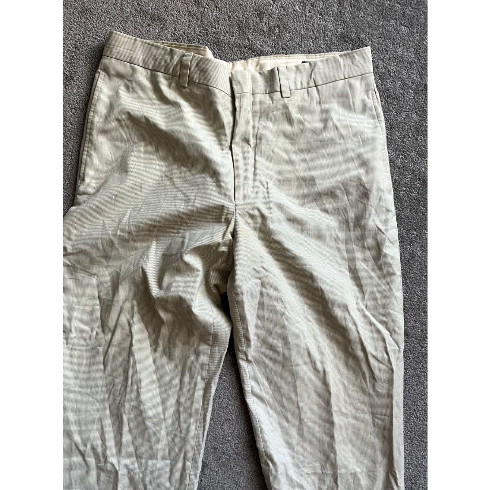 Nautica Nautica Men’s 34x30 Beige Pinstripe Pima Cotton Polyester Pants Slim Dress Pants Straight 30 in Inseam Men Size US 34 / EU 50 - 2 Thumbnail