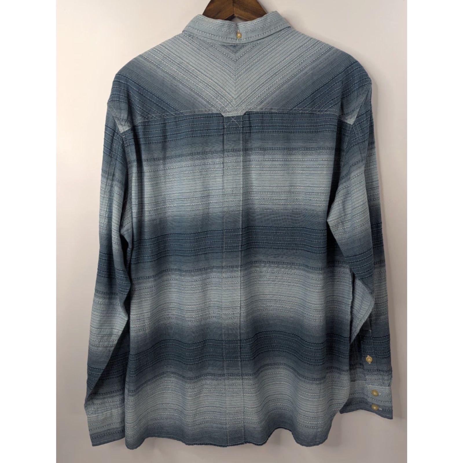 Lucky Brand NWT Lucky Brand Shirt Men's XL Aztec Stripe Long Sleeve Button Up Casual Pocket Blue Cotton Woven Size US XL / EU 56 / 4 - 4 Thumbnail