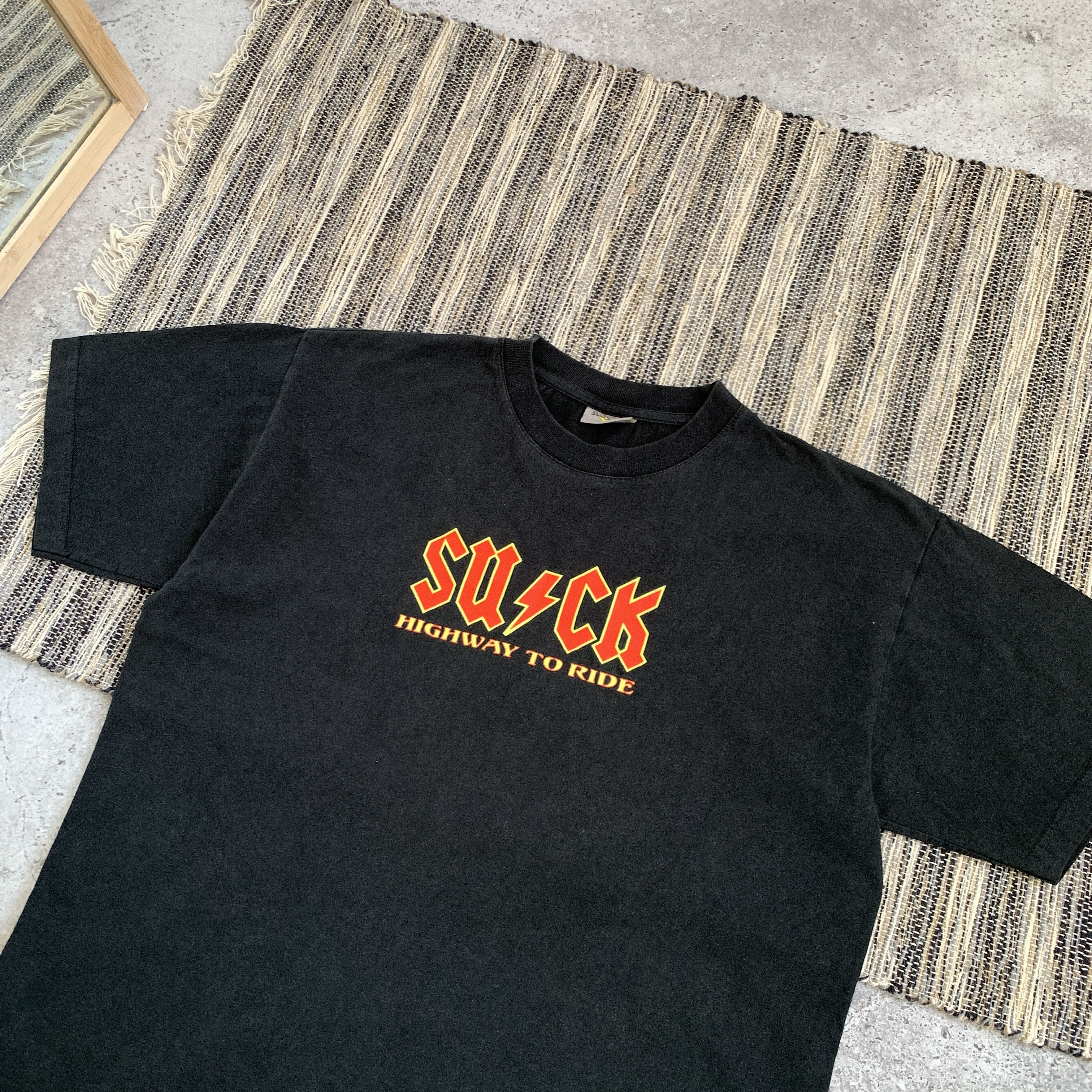 AC/DC Vintage SU/CK Humor AC/DC Parody Black Y2K Tee Shirt Size US M / EU 48-50 / 2 - 2 Thumbnail