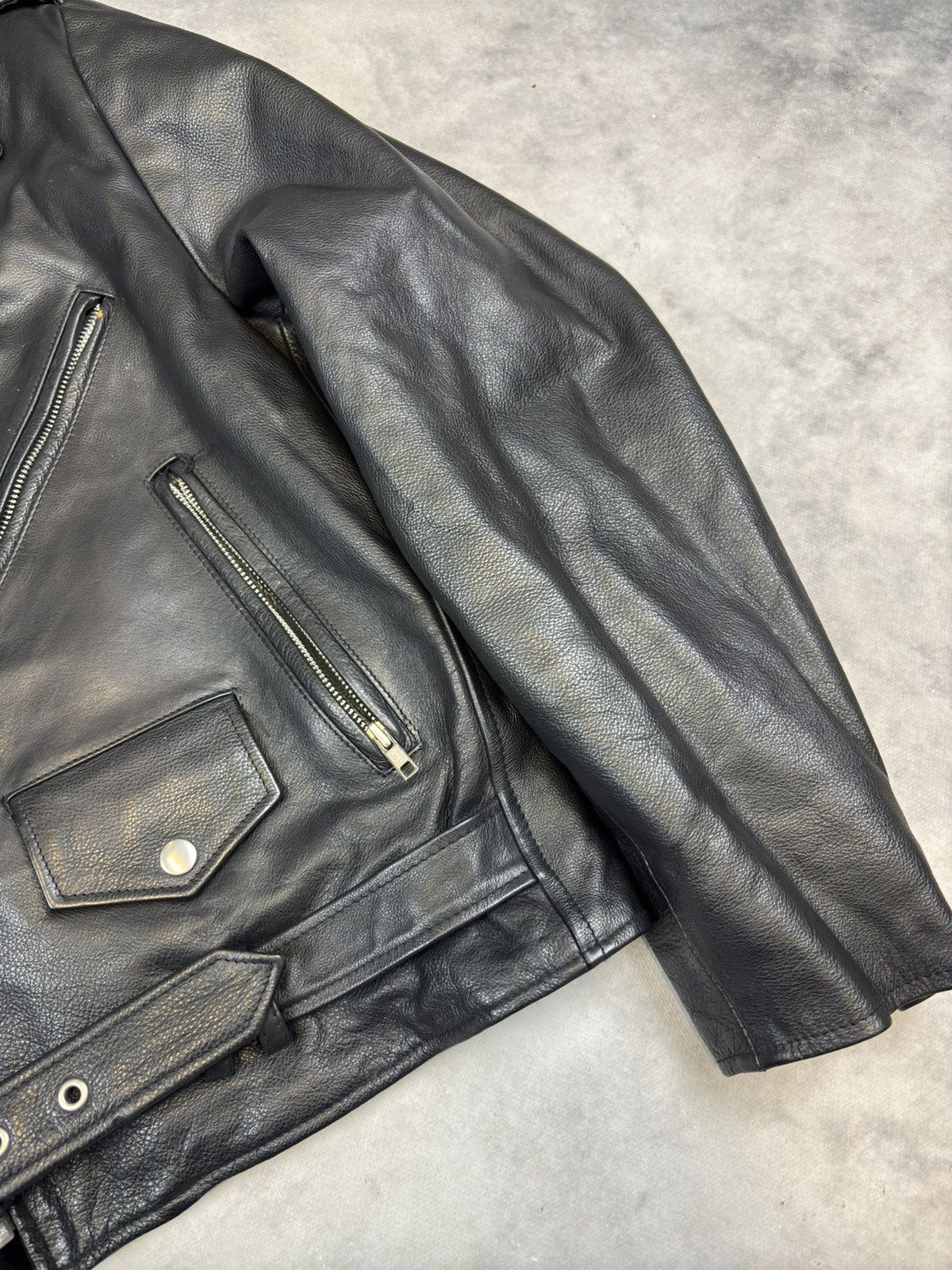 Vintage VINTAGE 90s RAMONES BLACK LEATHER BIKER JACKET RARE Size US L / EU 52-54 / 3 - 3 Thumbnail