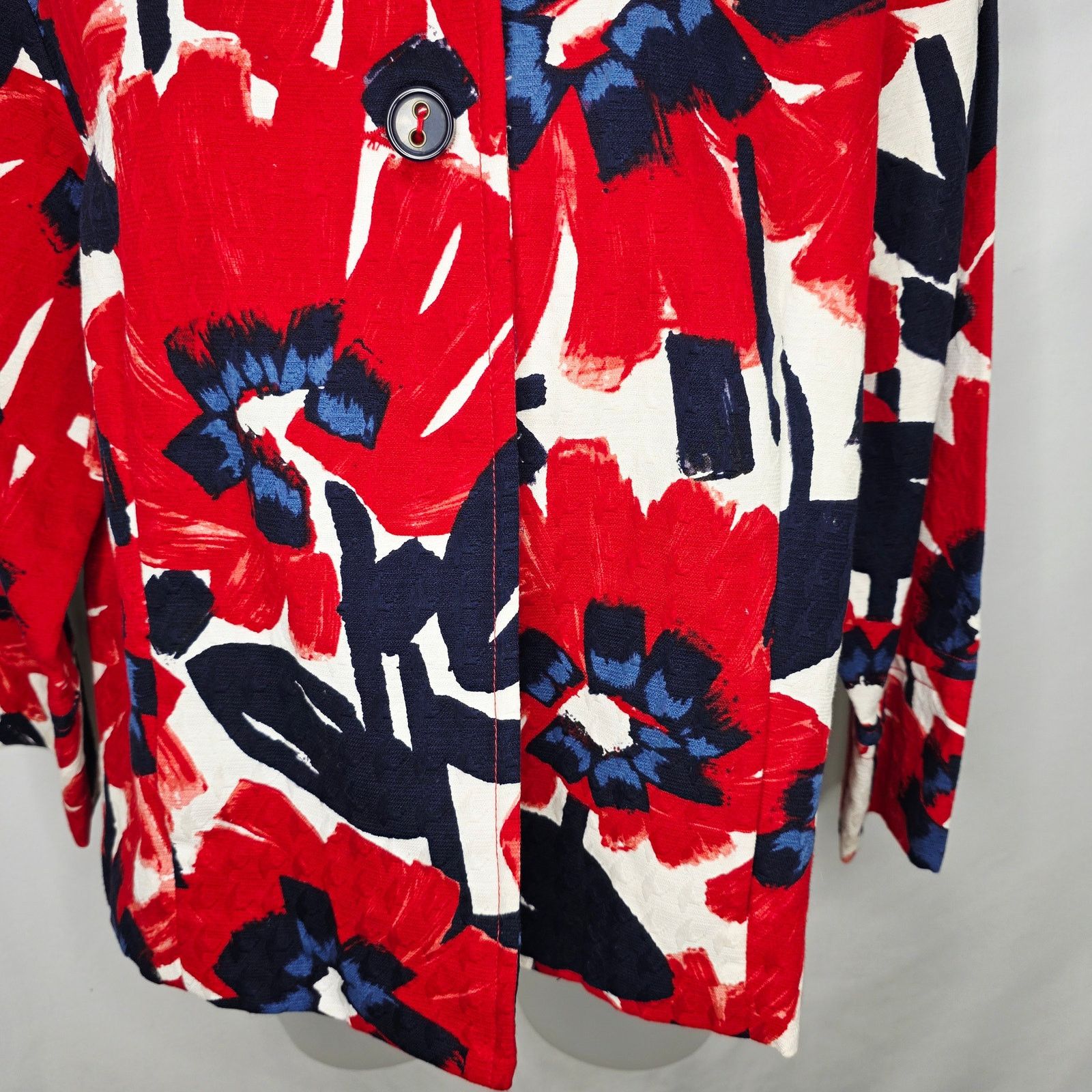 Other Ruby Rd. Blue & Red Floral Print 3/4 Sleeve Jacket Size 14 Size XL / US 12-14 / IT 48-50 - 9 Thumbnail