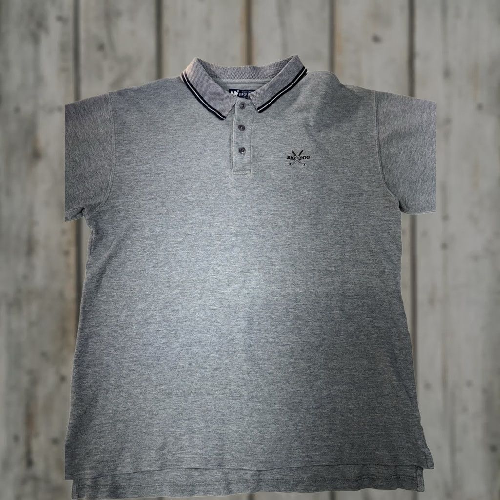 Big Dogs VINTAGE Big Dog Polo Mens Large Gray 90s Logo Short Sleeve Cotton Knit Golf Shaped Size US L / EU 52-54 / 3 - 1 Thumbnail