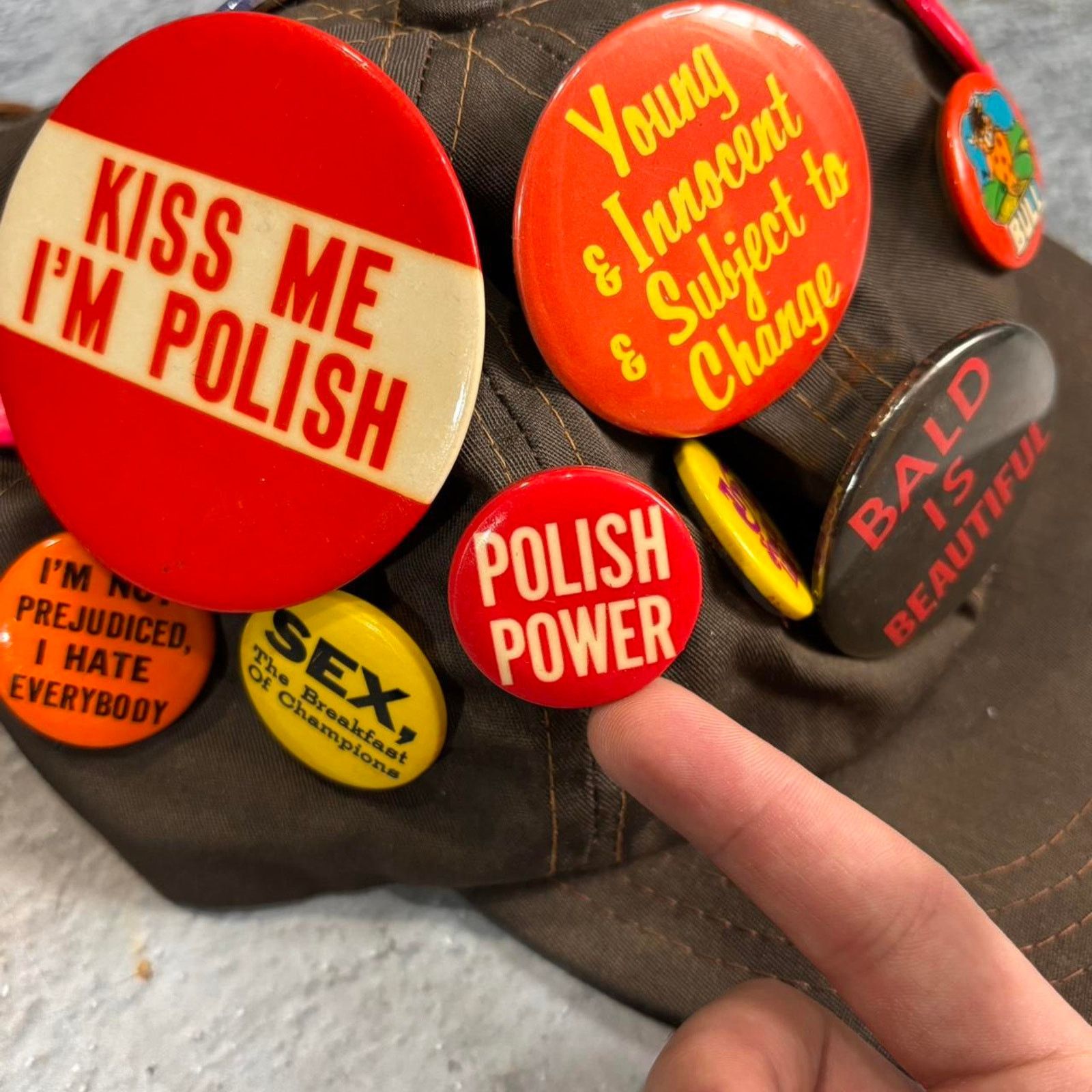 Vintage Vintage 60s 70s Pin Hat! Humor Funny Punk Pins. Polish Size ONE SIZE - 7 Thumbnail