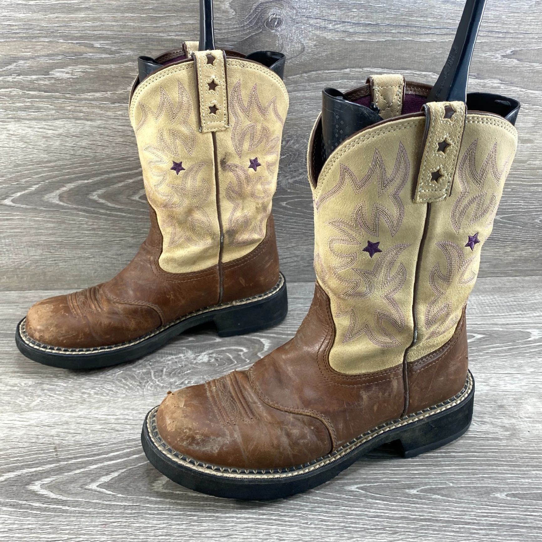 Ariat Ariat Womens 9.5 Brown Tan Leather Cowboy Boots Ropers Western Heritage Cowgirl - Boots - Brown Tan Leather - Womens - 9.5 - Ariat Size US 7 / IT 37 - 5 Thumbnail