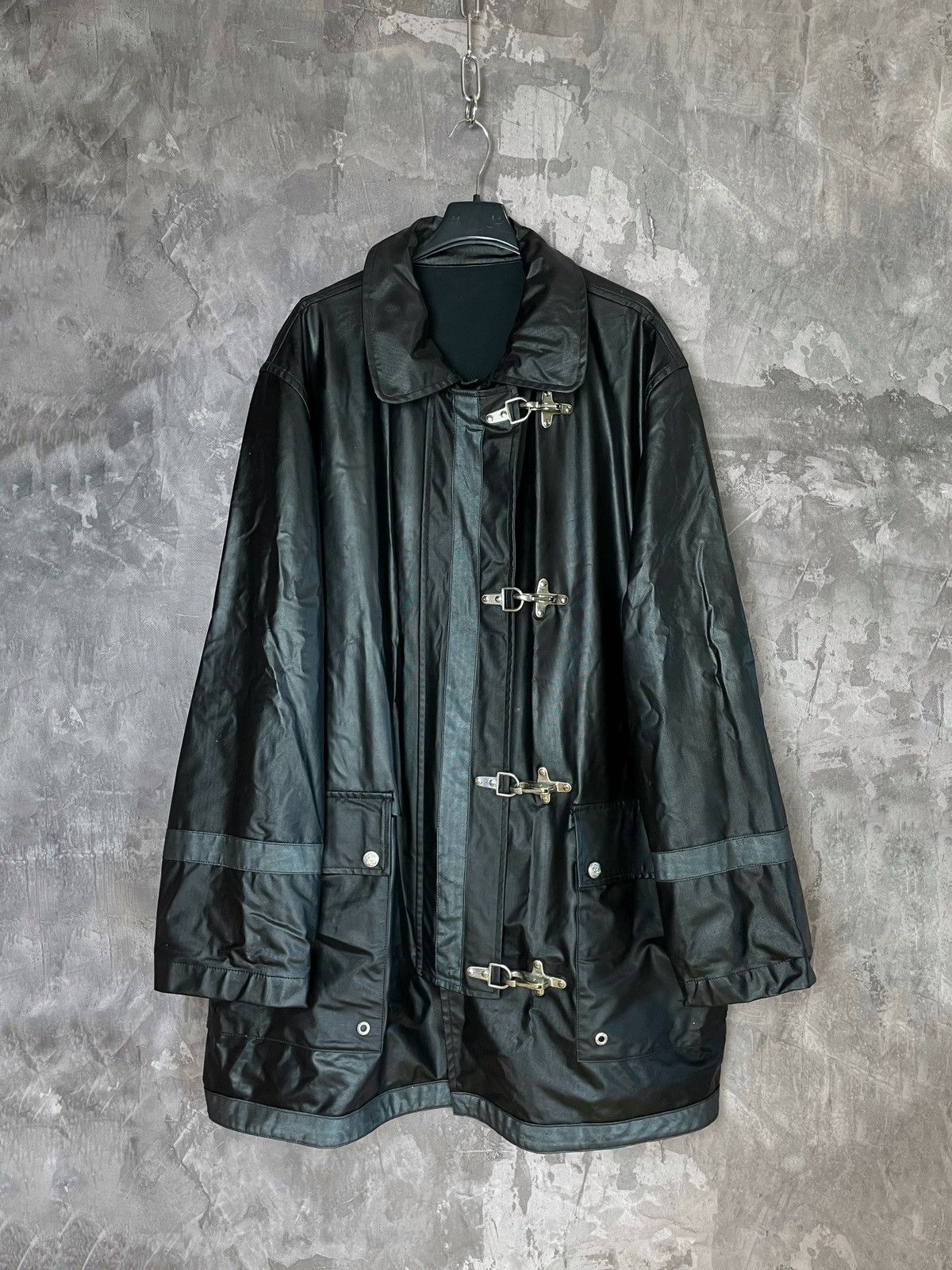 image of Archival Clothing x Iceberg Iceberg Rain Coat Rave Style Jacket in Black (Size Medium)
