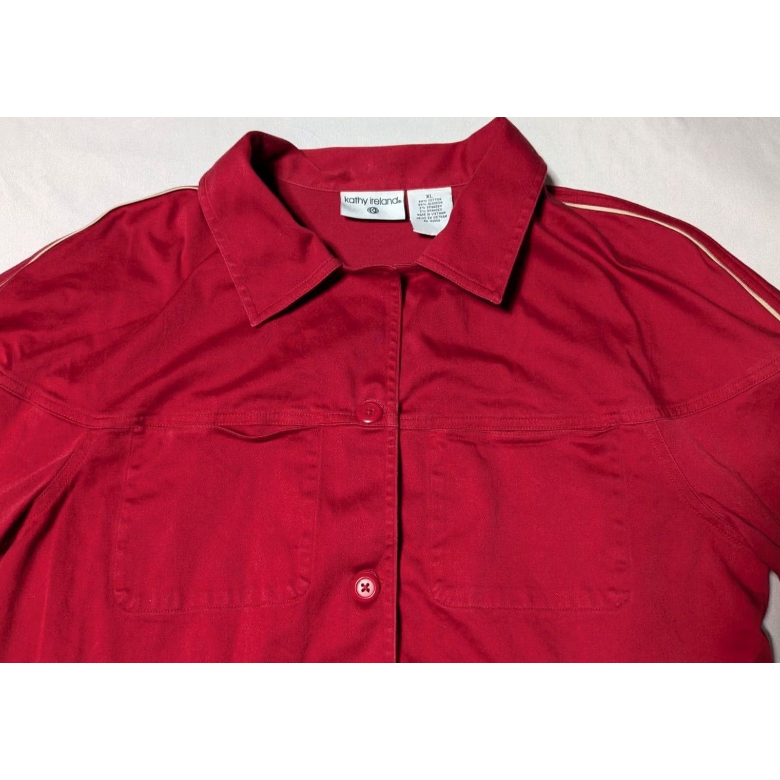Vintage KATHY IRELAND Red Cotton Stretch Button-Up Jacket Women XL Size XL / US 12-14 / IT 48-50 - 5 Thumbnail
