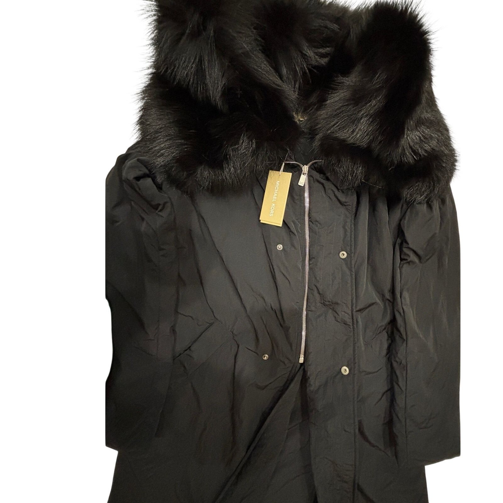 Michael Kors *R37 MICHAEL KORS Women's Faux Fur Winter Coat Black Size 0 Size XS / US 0-2 / IT 36-38 - 4 Thumbnail