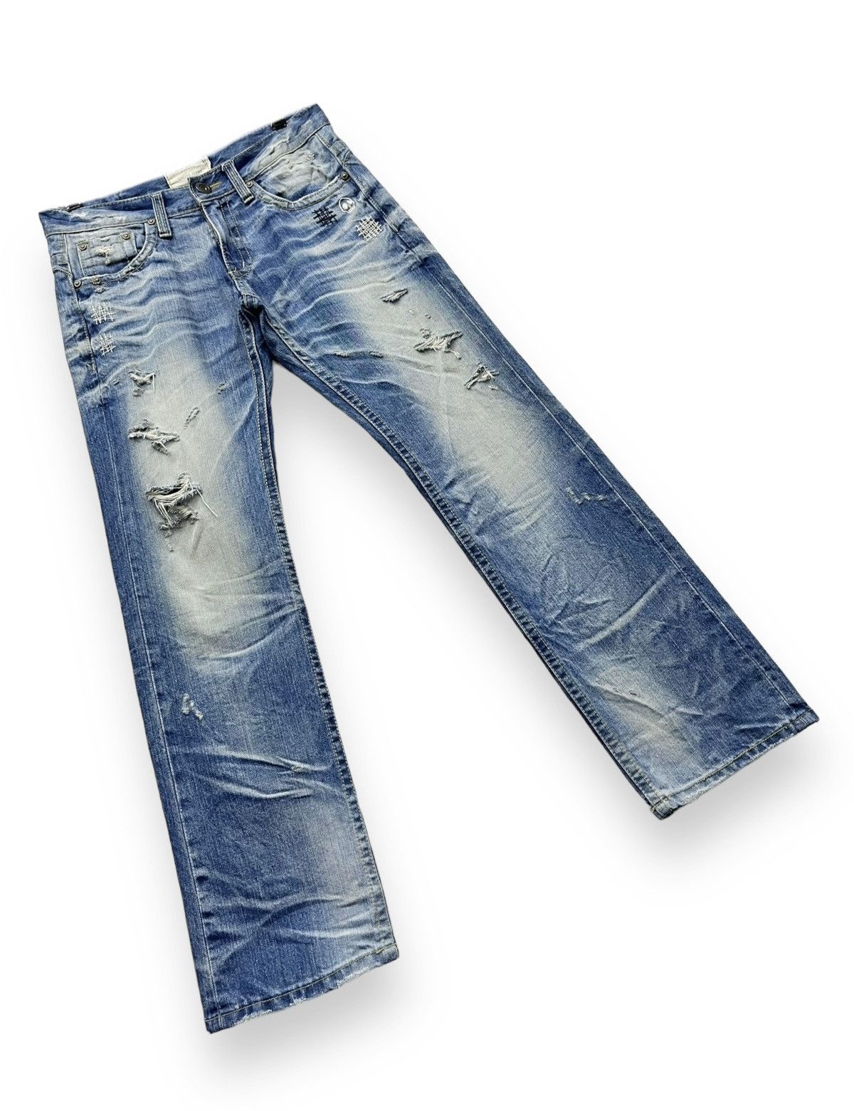 Lolita Jeans FYE🔥LOLITA Skull Embroidery Distressed Exotic Washed Denim Size US 29 - 8 Thumbnail
