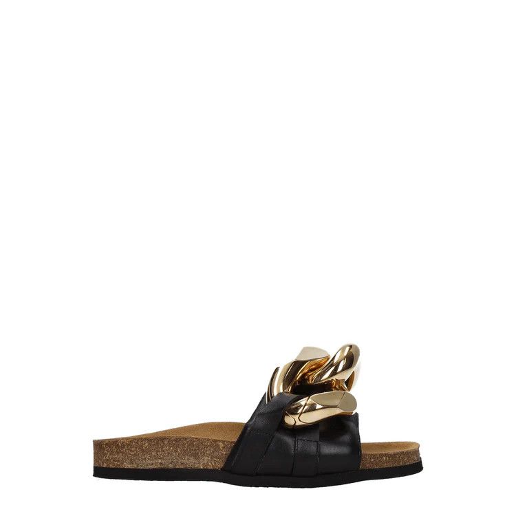 ob1o1e1124 Leather Slippers in Black
