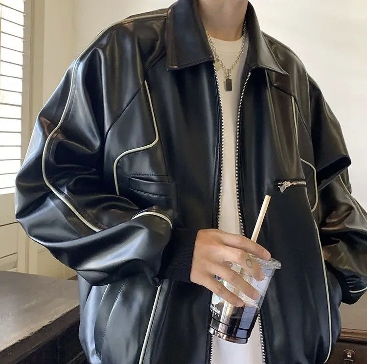 Other Black PU Leather Jacket Retro Street Style Size US L / EU 52-54 / 3 - 5 Thumbnail