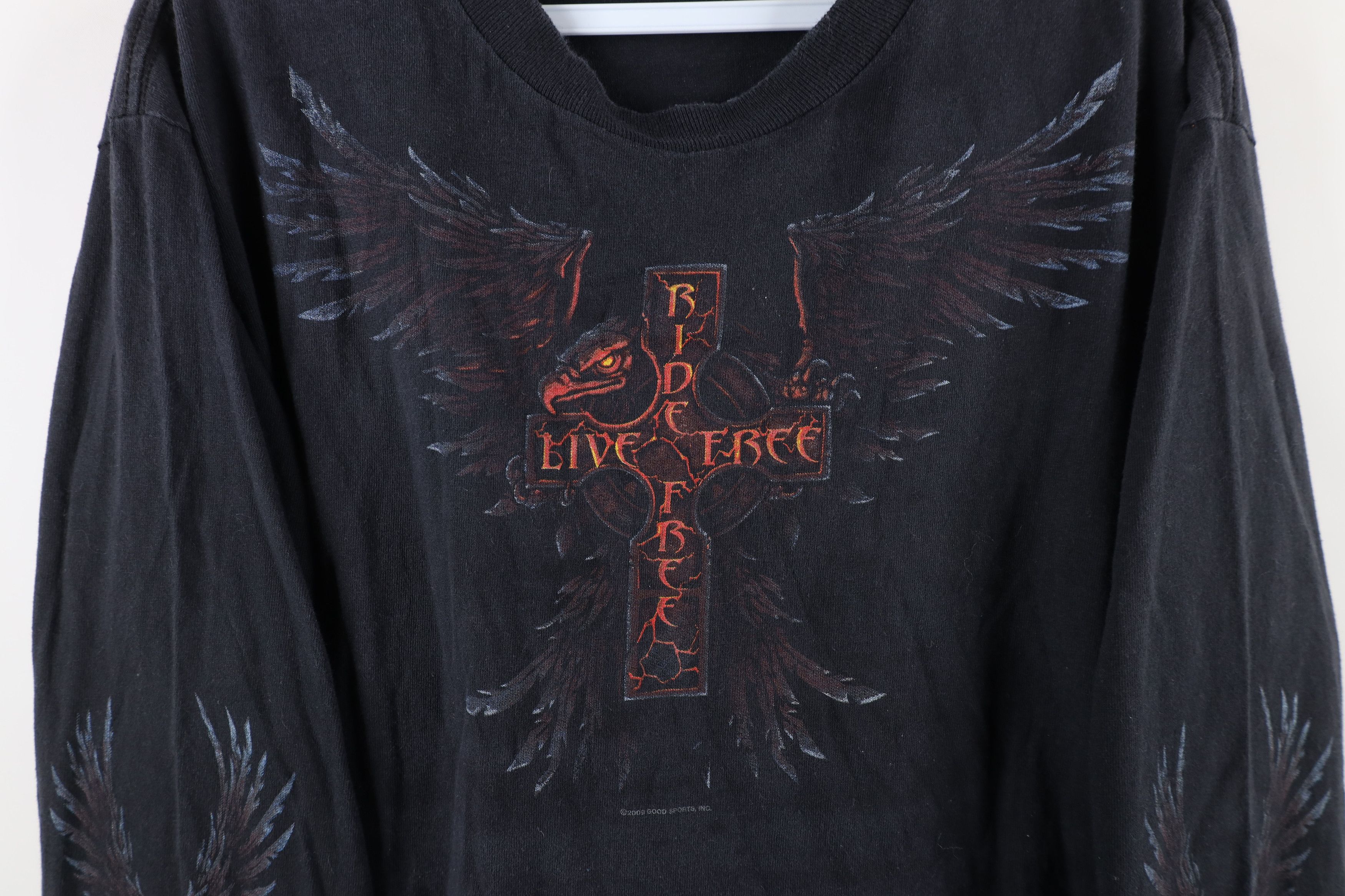 Vintage Vintage Y2K Streetwear Cross Motorcycle Long Sleeve T-Shirt Size US M / EU 48-50 / 2 - 5 Thumbnail