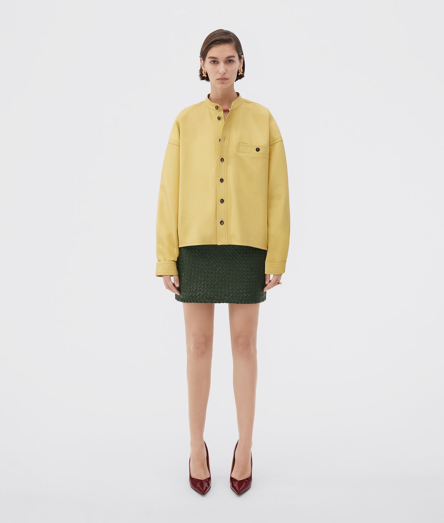 Bottega Veneta o1n1vont0425 Smooth Nappa Shirt in Butter Size S / US 4 / IT 40 - 1 Thumbnail