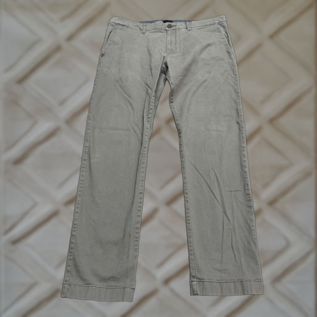 J.Crew J.Crew 484 Slim Fit Chino Pants Mens 35x32 Gray Flat Front Straight Leg Cotton Size US 35 - 1 Thumbnail