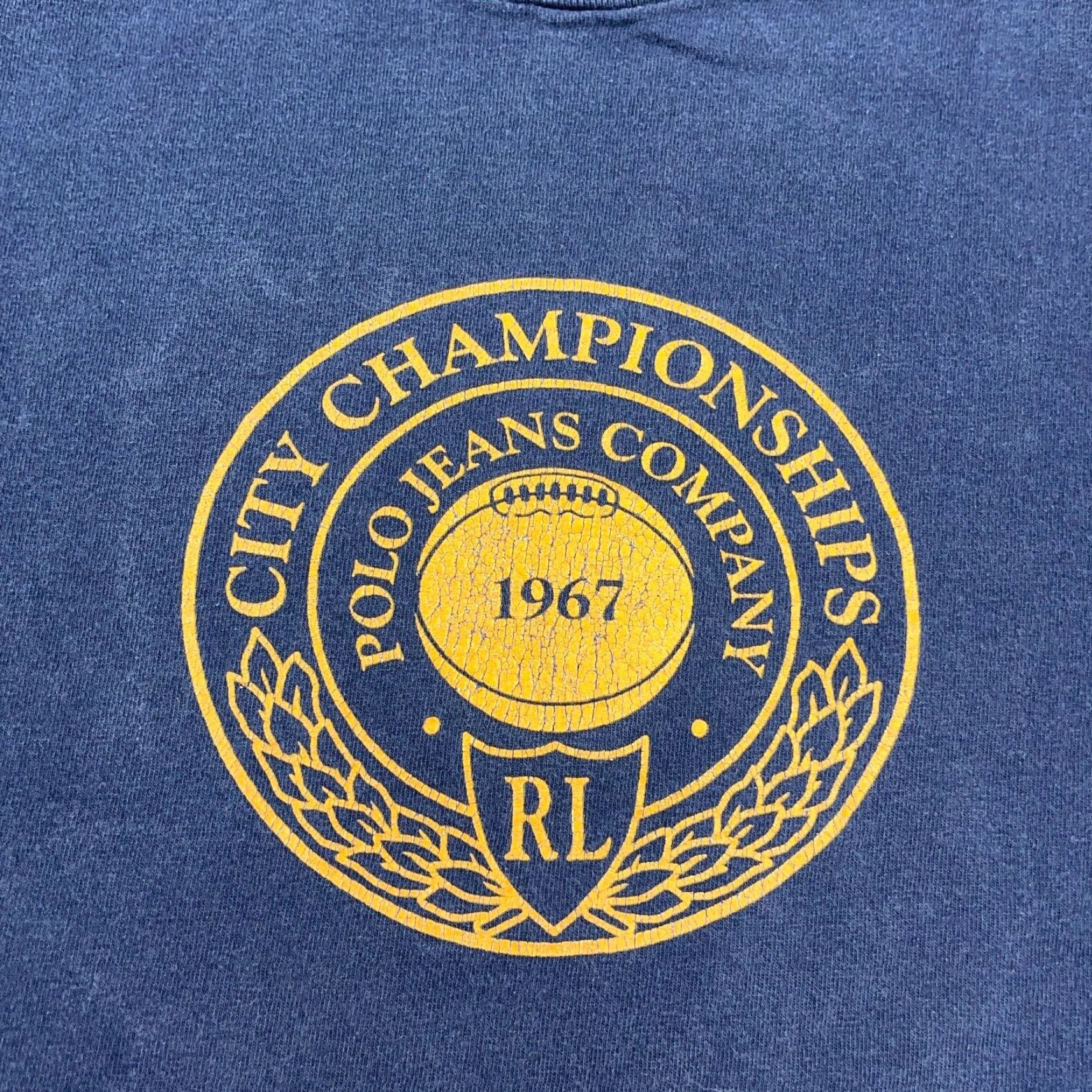 Ralph Lauren VINTAGE Ralph Lauren Shirt Men Medium Blue Polo Jeans Y2K 90s Football Champions Size US M / EU 48-50 / 2 - 5 Thumbnail