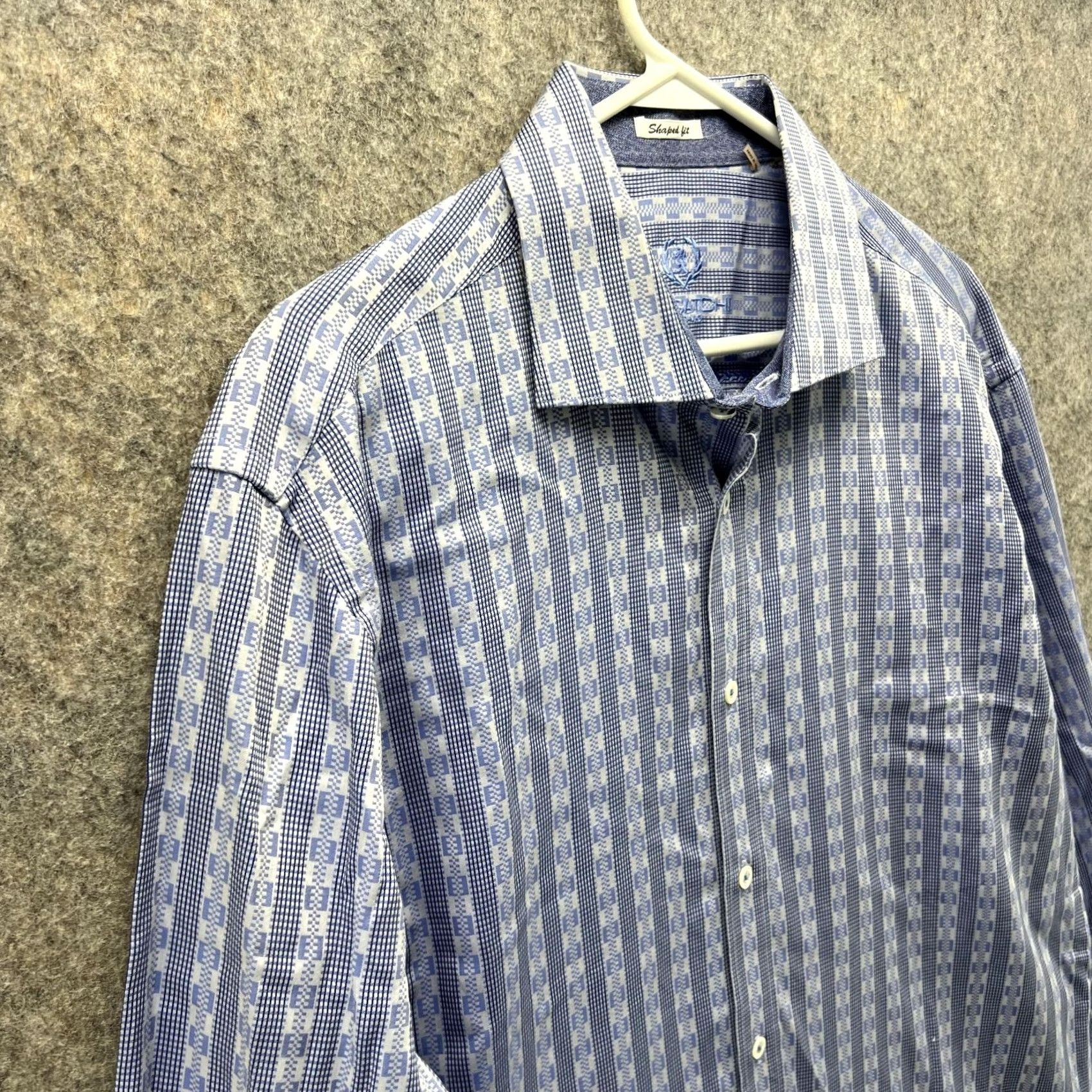BUGATCHI Bugatchi Shirt Men XL Blue Striped Button-Up Shaped Fit Patterned Casual Button-Down Size US XL / EU 56 / 4 - 3 Thumbnail