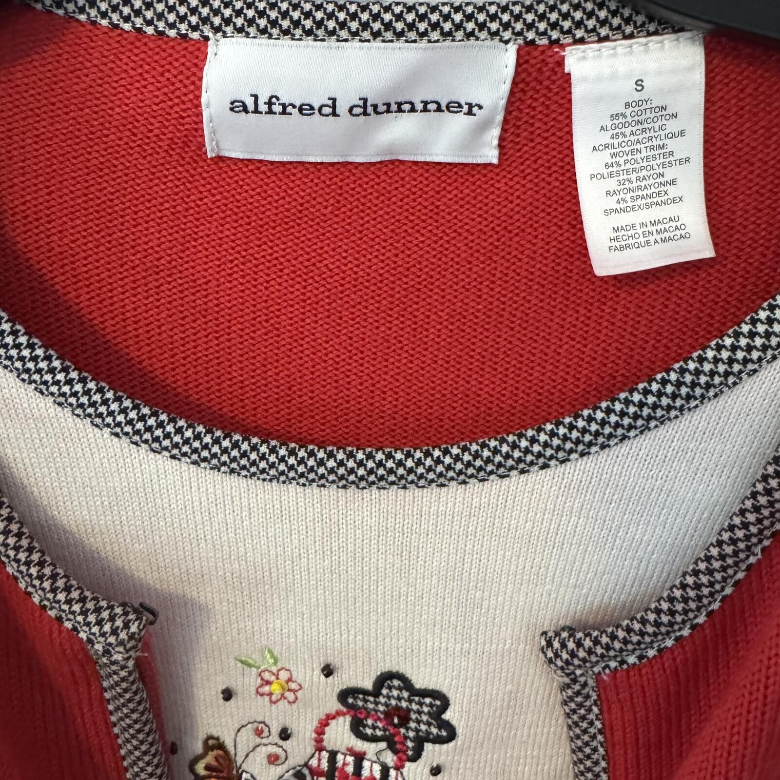 Other Alfred Dunner Red Zip-Up Cardigan Sweater with Embroidered L Size S / US 4 / IT 40 - 2 Thumbnail