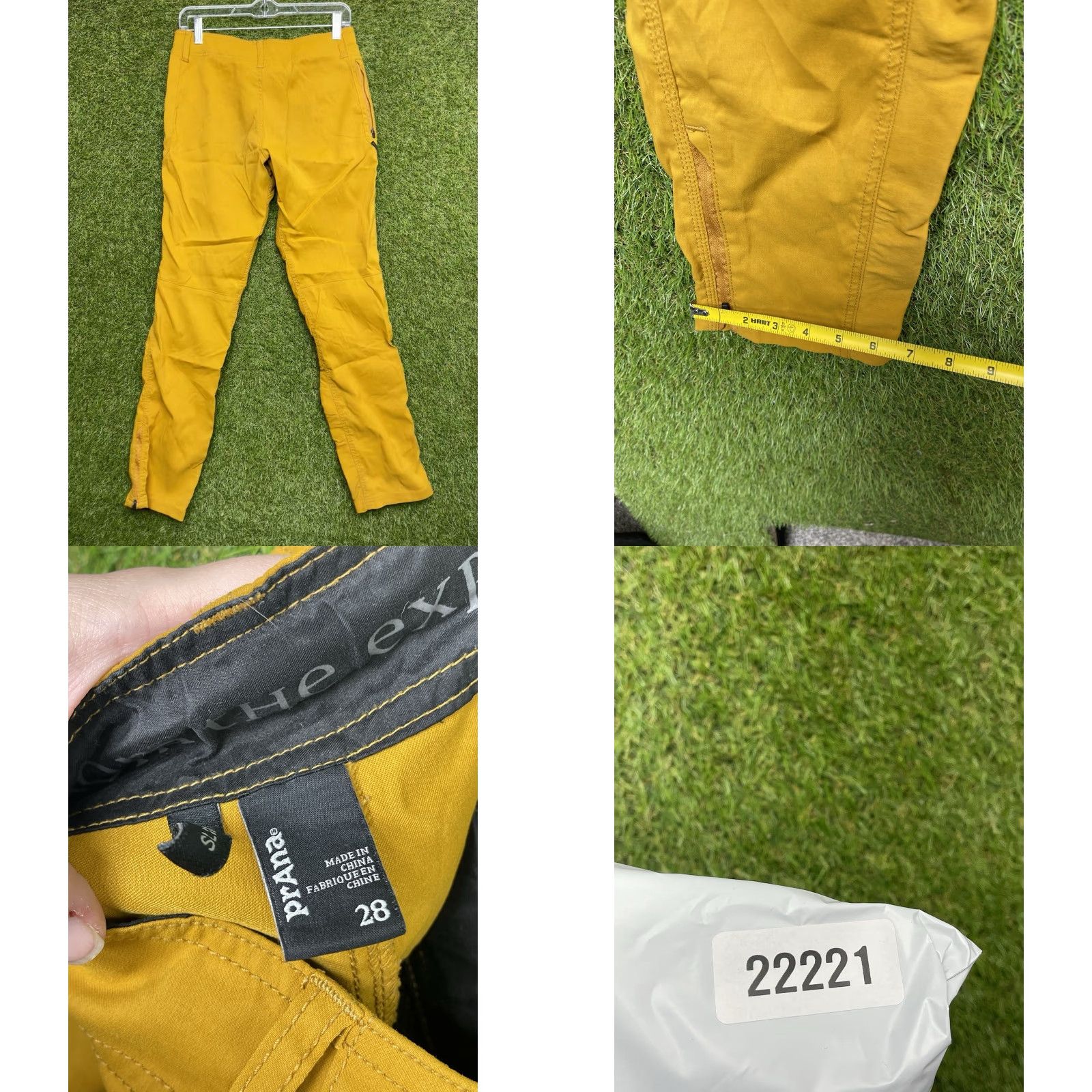 Prana PRANA Hiking Pants Mens 30x30 Pants Slim Yellow 5-Pocket Cargo Logo Outdoor Climbing Style: Climbing Pants Mens Regular Size 30 Color Yellow Size US 30 / EU 46 - 8 Thumbnail