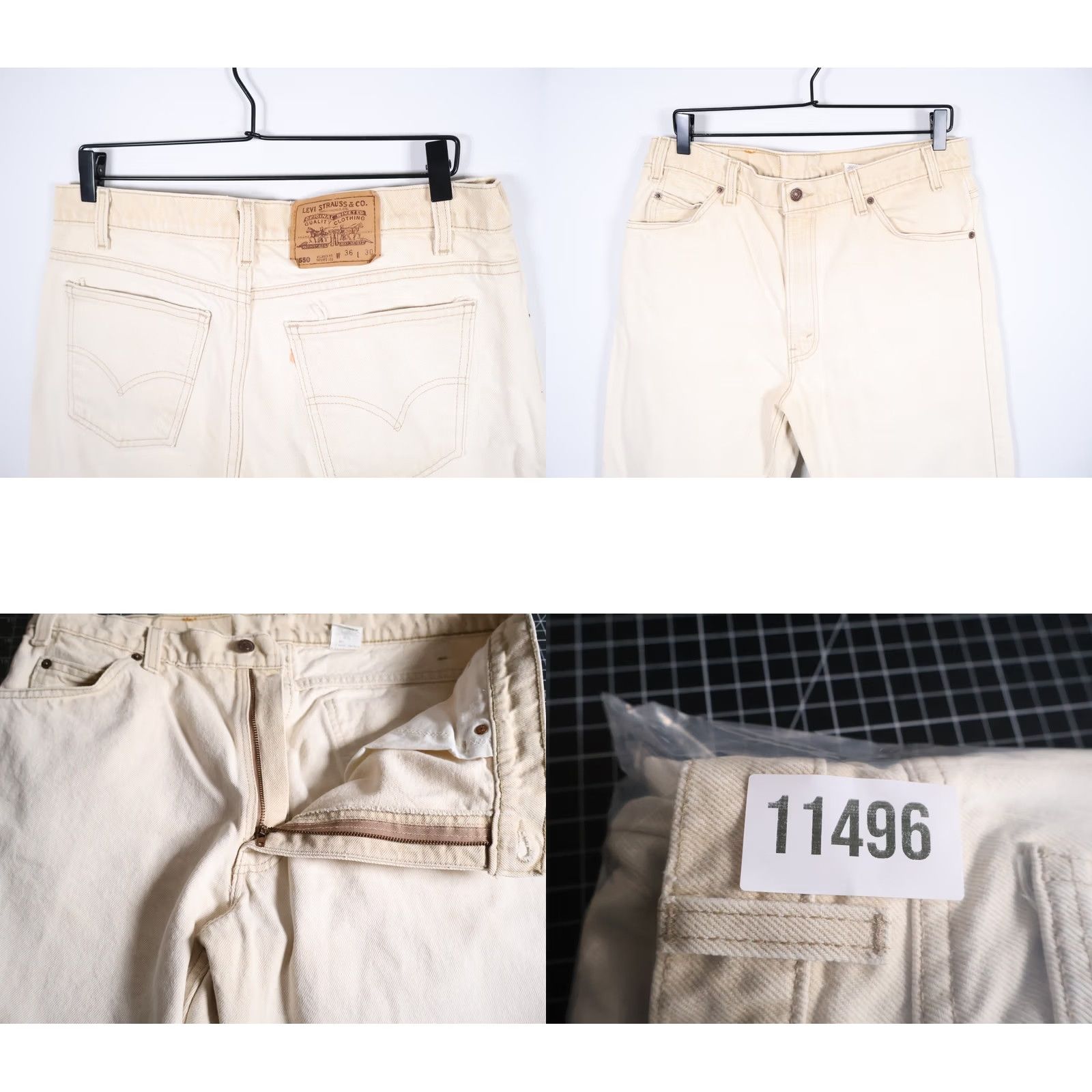 Levi's VINTAGE Levi's 550 Jeans Mens 33 x 29 Ivory Relaxed Tapered Orange Tab Men Jeans 90s Hipster Retro Vintage Grunge Casual All Seasons Mens Size US 33 - 10 Thumbnail