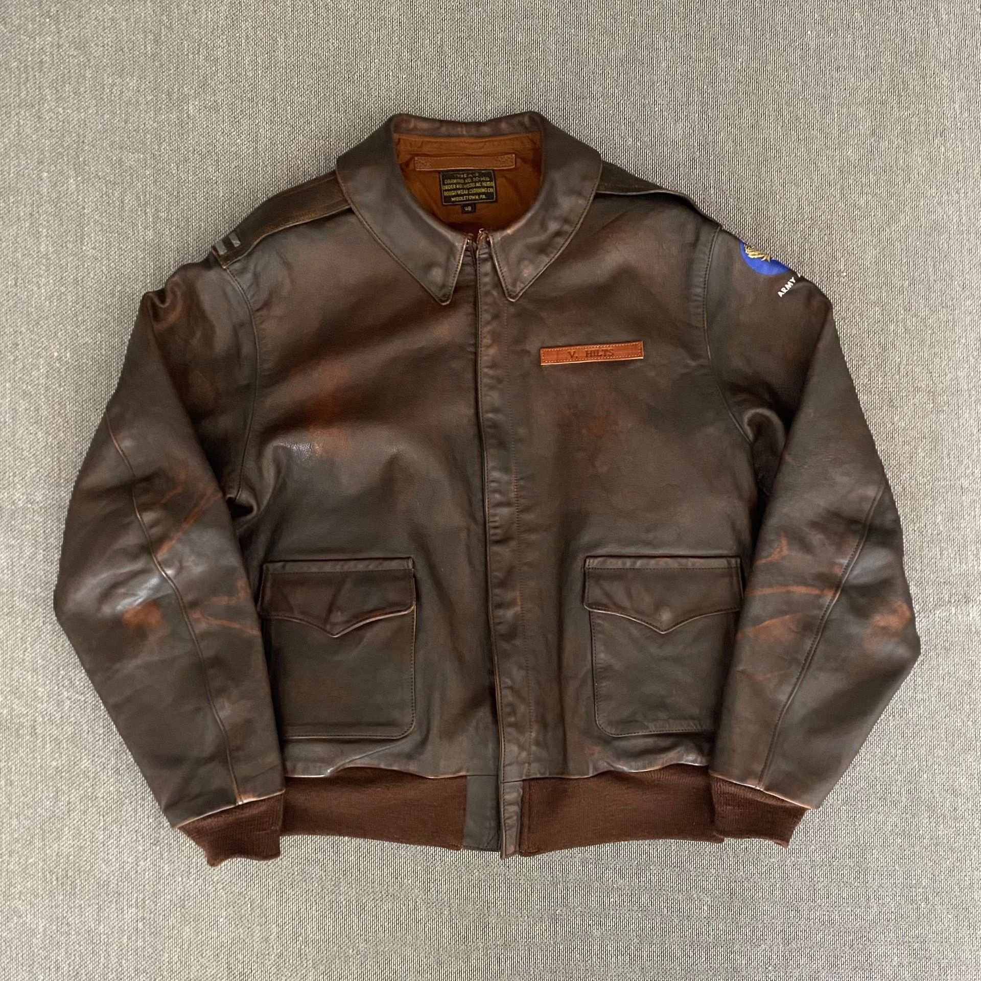 Eastman Leather Clothing Eastman Distressed Horsehide A2 Flight Jacket Size US M / EU 48-50 / 2 - 1 Thumbnail