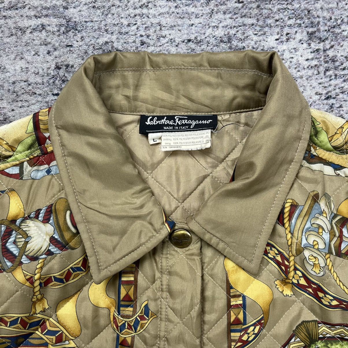 Salvatore Ferragamo Vintage 90s Salvatore Ferragamo animal print quilted jacket Size L / US 10 / IT 46 - 6 Thumbnail