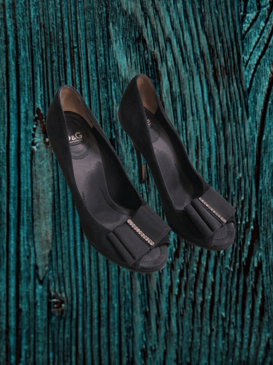 Dolce & Gabbana Luxury Dolce Gabbana D&G Black Suede Bow Detail Heels Size US 8.5 / IT 38.5 - 1 Thumbnail