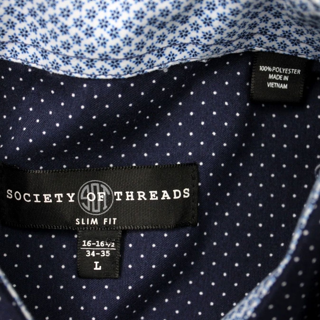 Vintage Society of Threads Shirt Mens Large 16-16 1/2 34/35 Blue Slim Fit L/S Button-Up Casual Geometric Sweater Alternative (adapted to best-fit keywords) Size US L / EU 52-54 / 3 - 6 Thumbnail