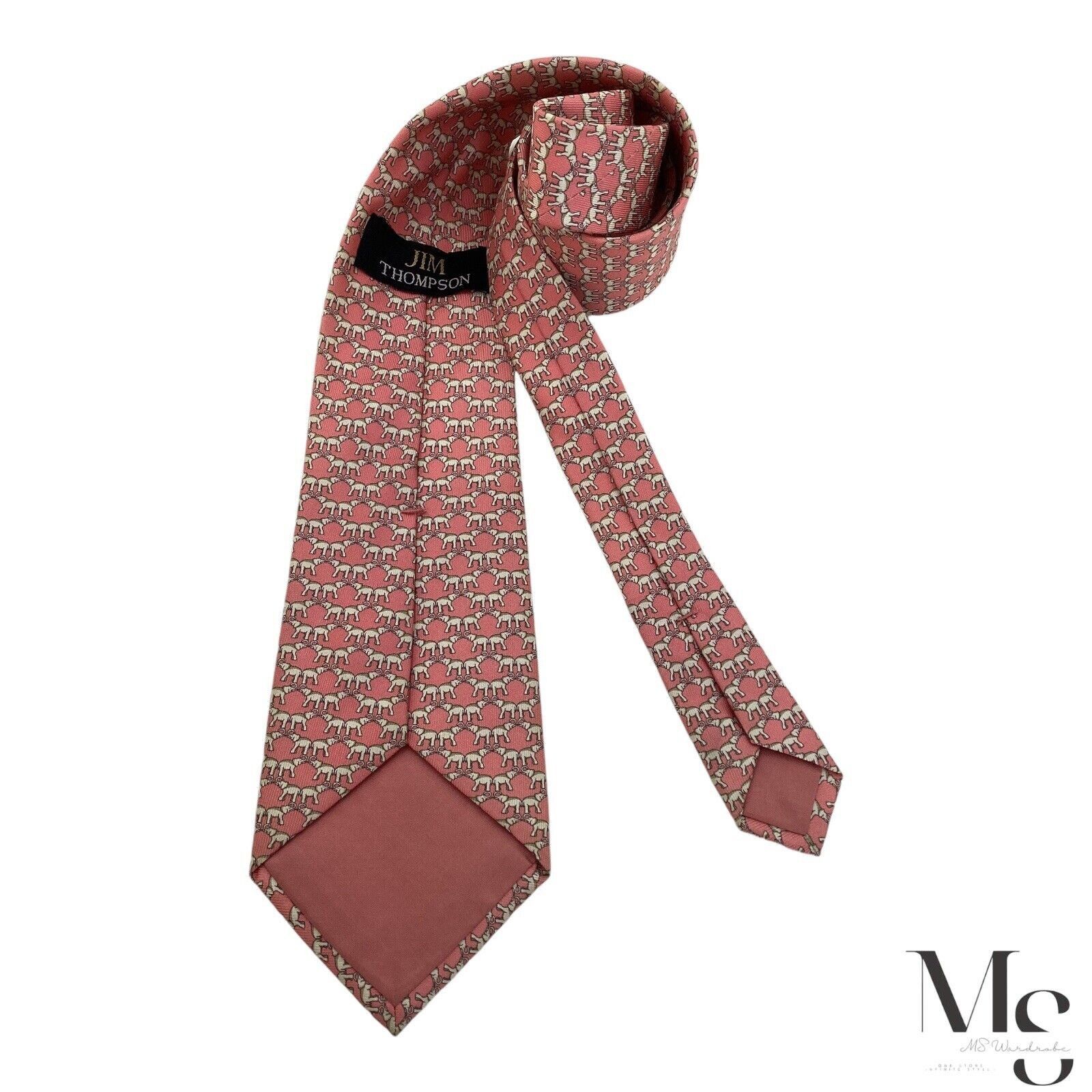 Jim Thompson JIM THOMPSON Pink Elephant Print Silk Tie Made In Thailand W Size ONE SIZE - 1 Thumbnail