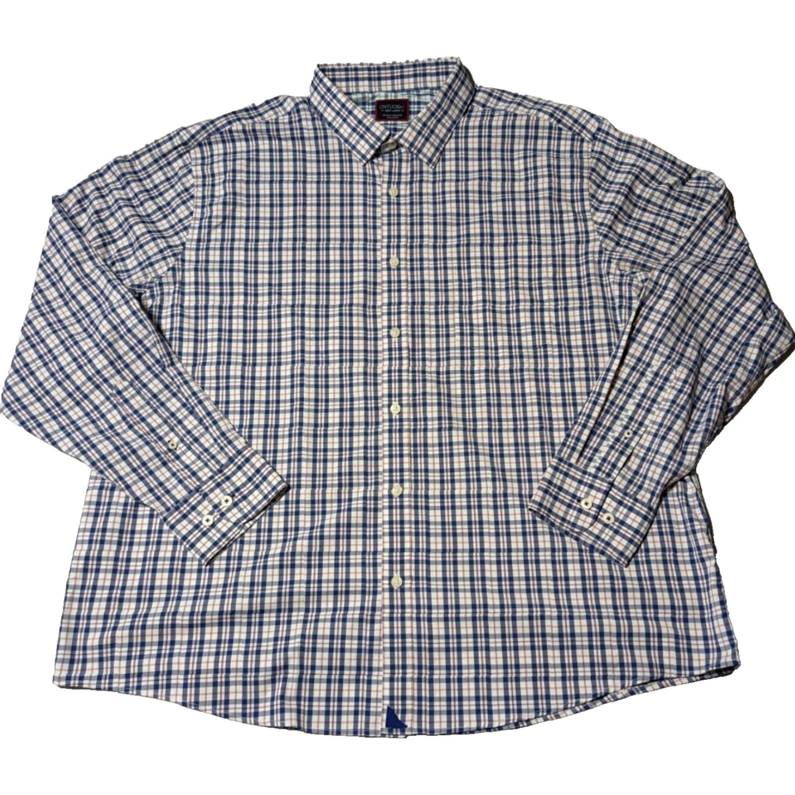 UNTUCKit UNTUCKit REGULAR FIT MACUL Men 3XL Blue Plaid Nylon Stretch Shirt EUC Size US XXL / EU 58 / 5 - 2 Thumbnail