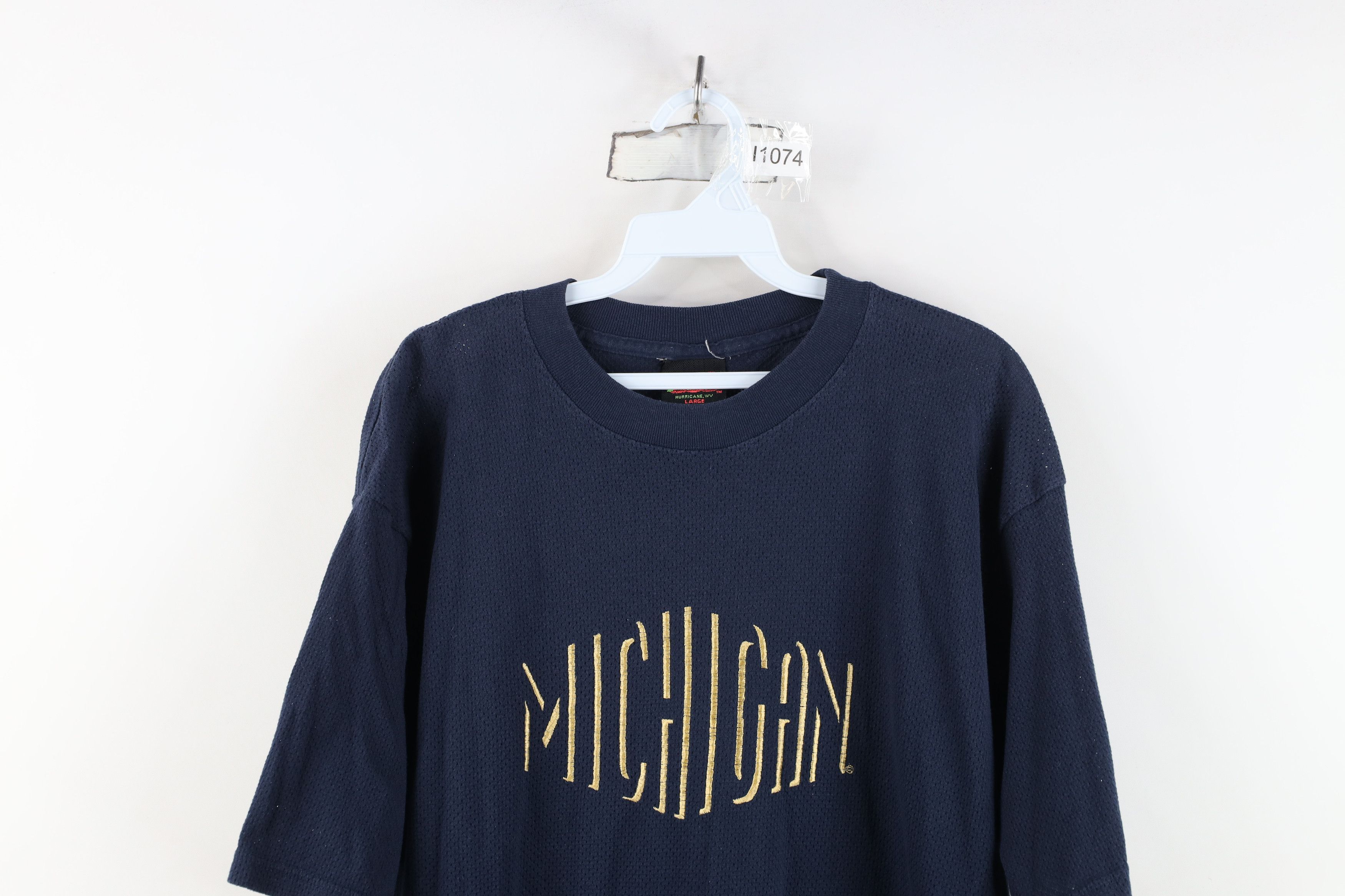 Vintage Vintage 90s University of Michigan Mesh T-Shirt Blue Size US L / EU 52-54 / 3 - 2 Thumbnail