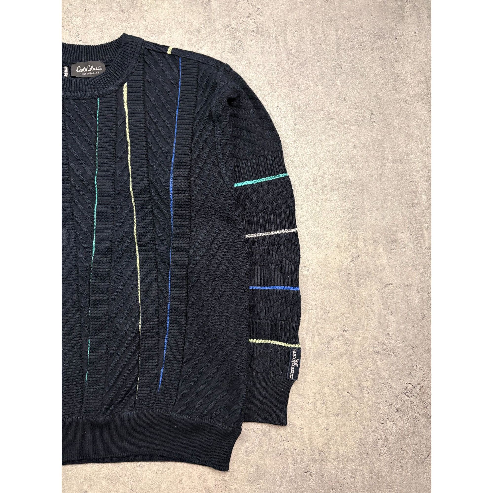 Carlo Colucci Carlo Colucci Personality Mens Black Sweater With Multicolor Size US M / EU 48-50 / 2 - 13 Thumbnail