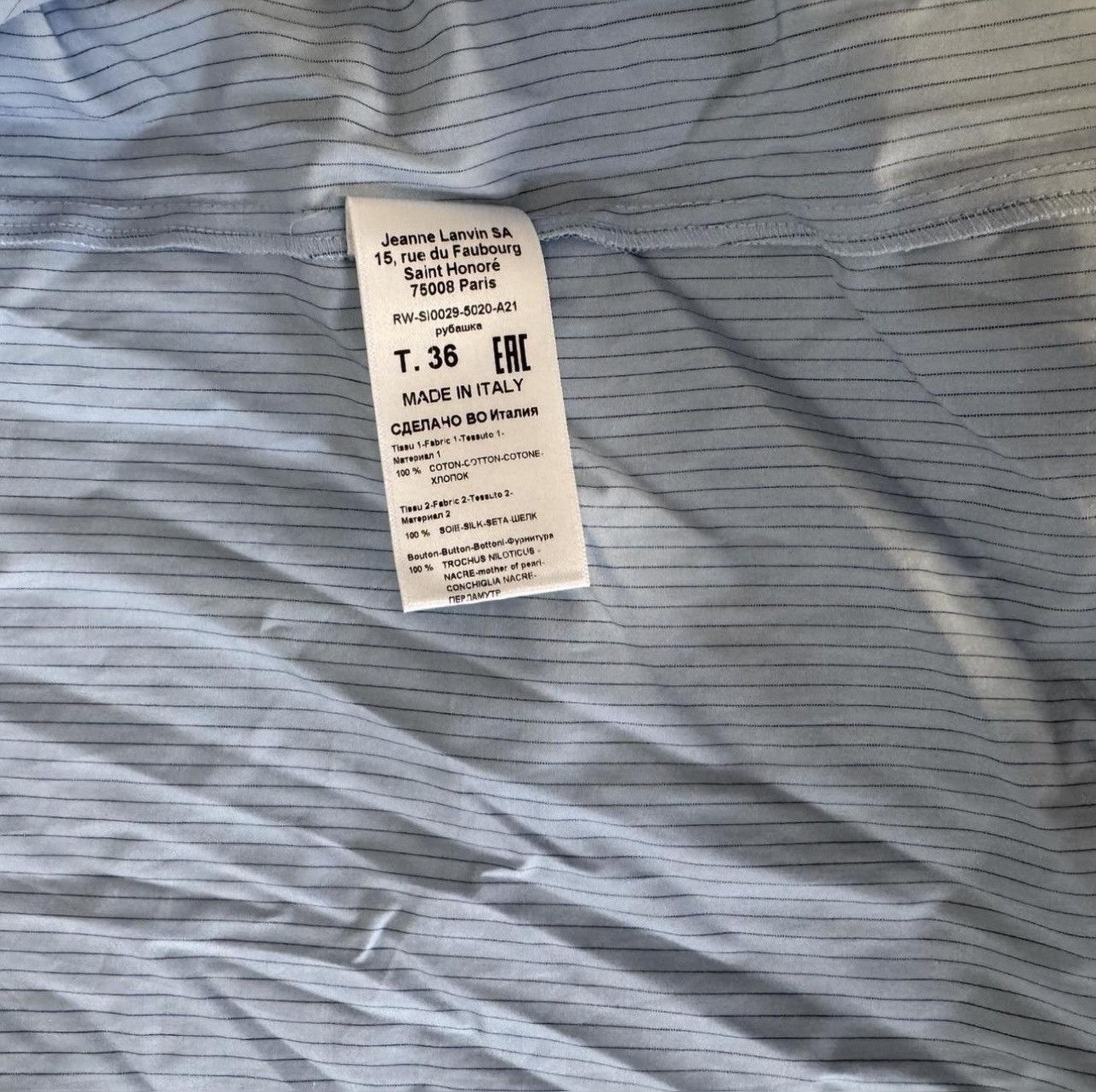 Lanvin NWT Lanvin Blue Striped Shirt with Floral Print Size XS / US 0-2 / IT 36-38 - 6 Thumbnail