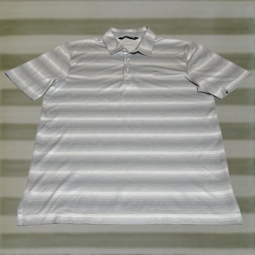 TravisMathew Travis Mathew Polo Striped Gray White Short Sleeve Mens M Size US M / EU 48-50 / 2 - 1 Thumbnail