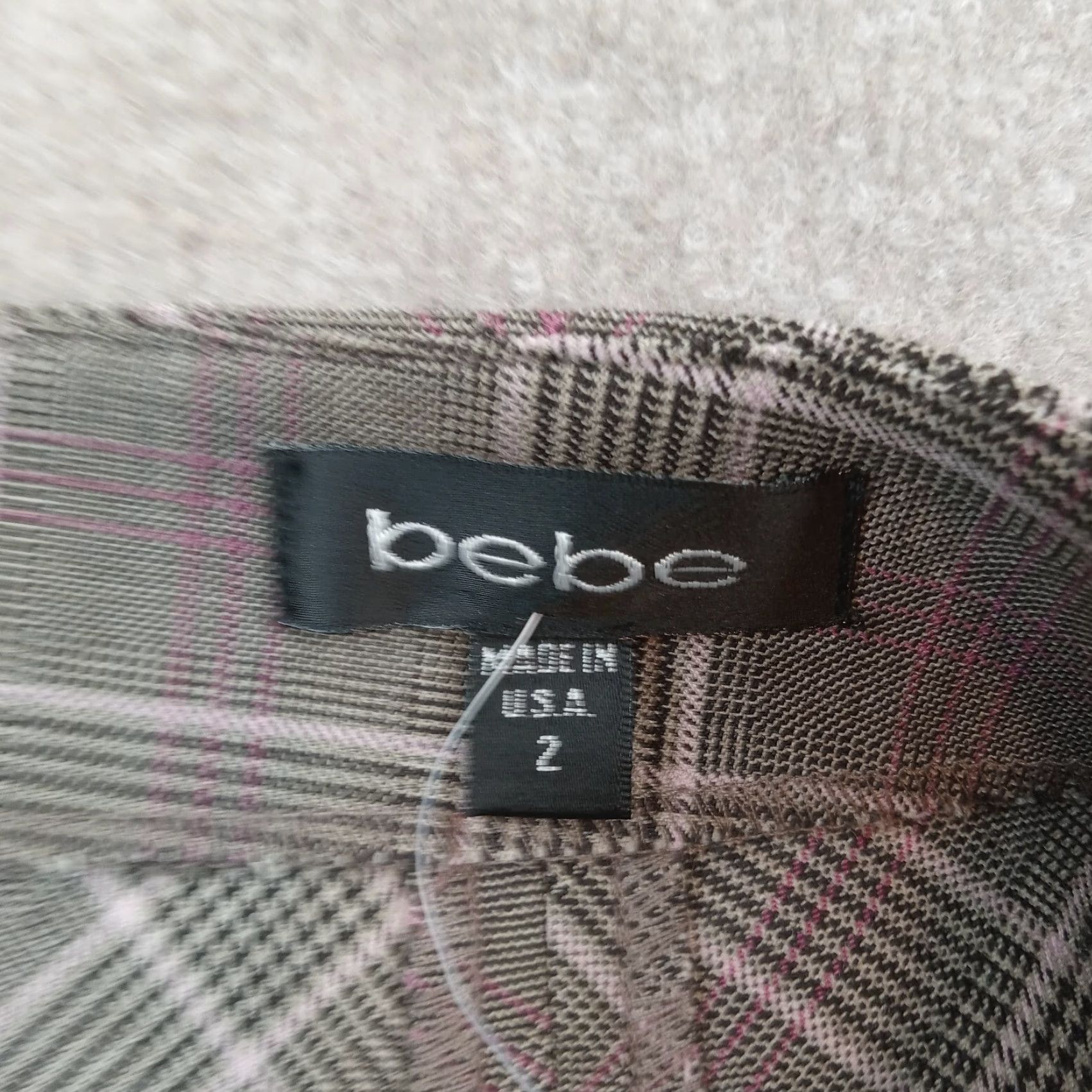 Bebe Bebe Skirt Womens Size 2 Brown Pink Plaid Knee Length Straight Pencil Skirt Classic Size 26" / US 2 / IT 38 - 7 Thumbnail