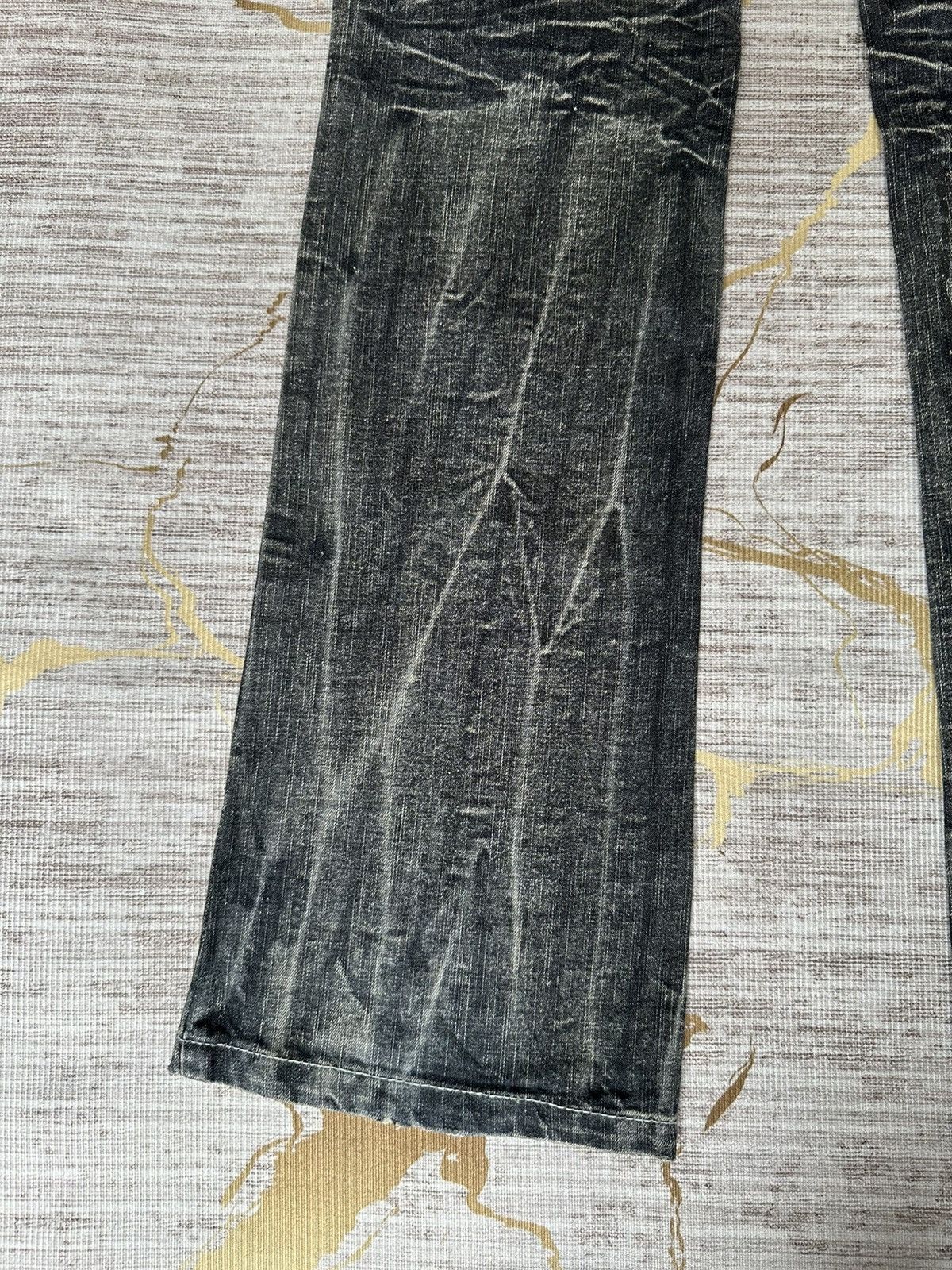Tornado Mart FLARE Black Barcara Distressed Claw Marks Design Denim Size US 32 / EU 48 - 14 Thumbnail