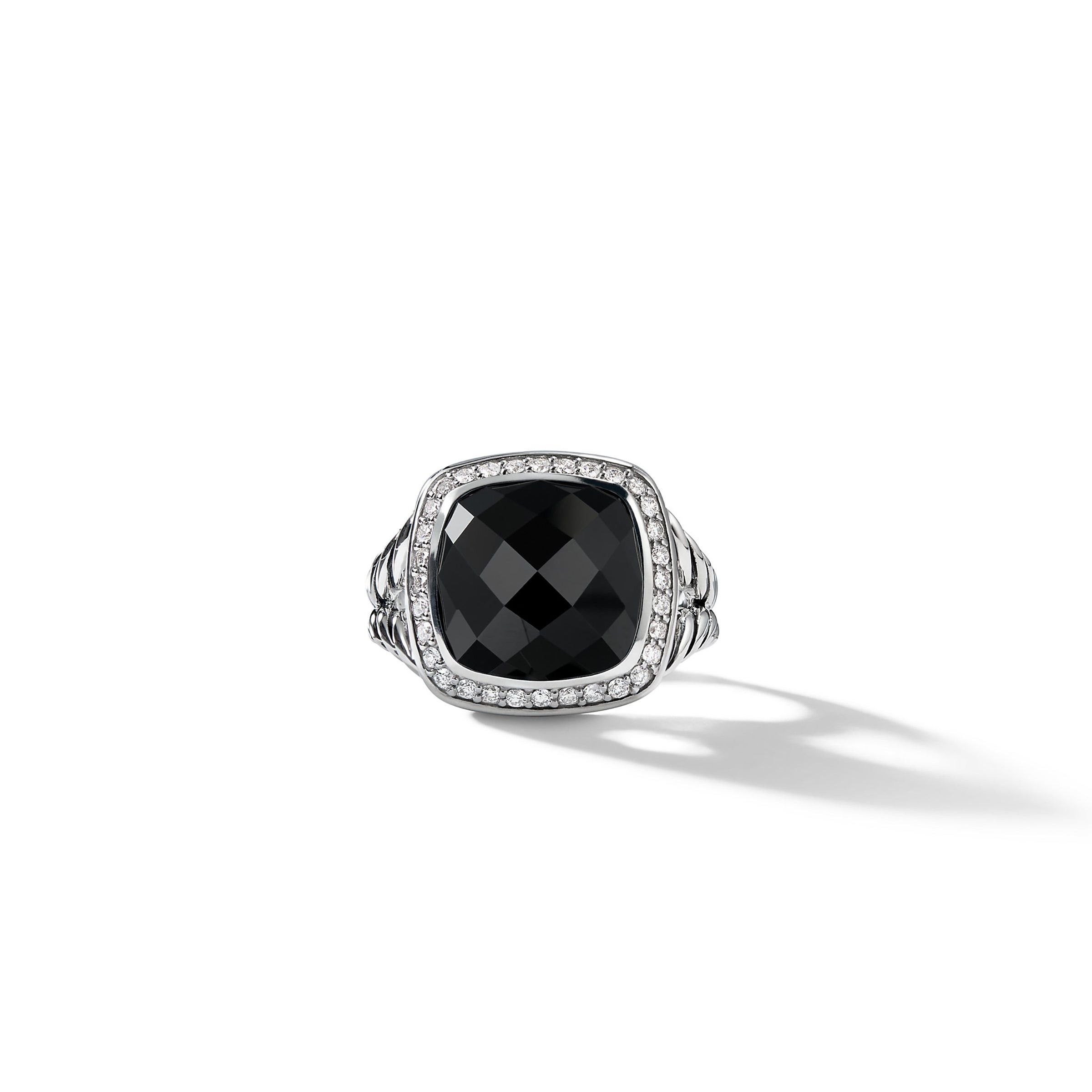 David Yurman o1w1db10525 R12308D Ring in Silver with Onyx and Diamond Size ONE SIZE - 2 Thumbnail