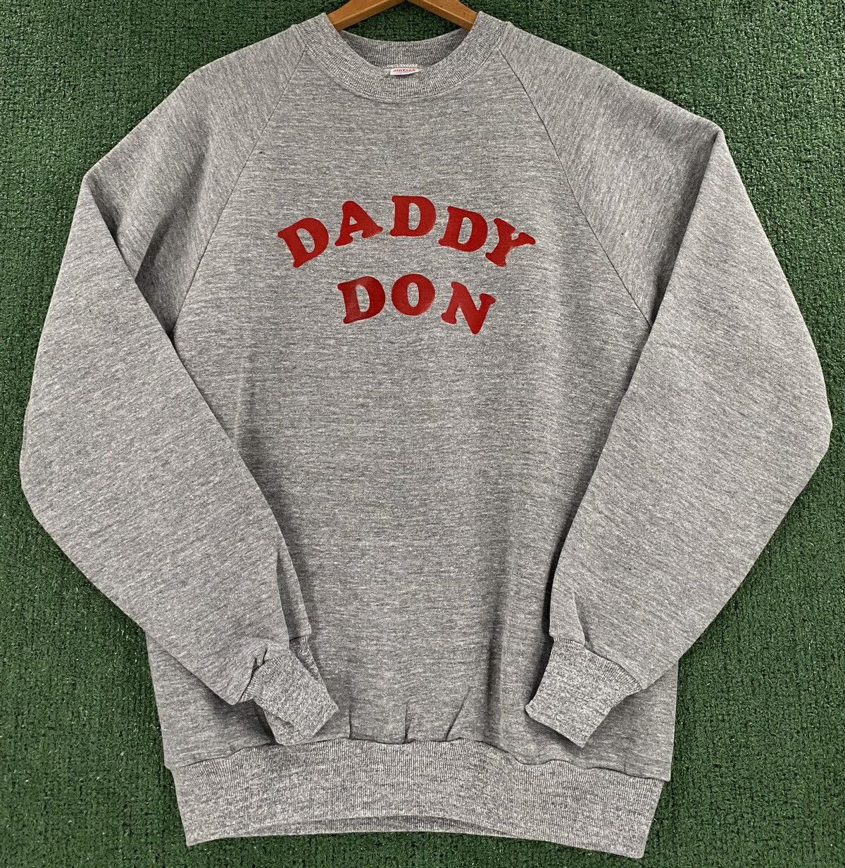 Jerzees Vintage 90’s Daddy Don Grey Raglan Tri Blend Sweatshirt Mens Size US L / EU 52-54 / 3 - 1 Thumbnail