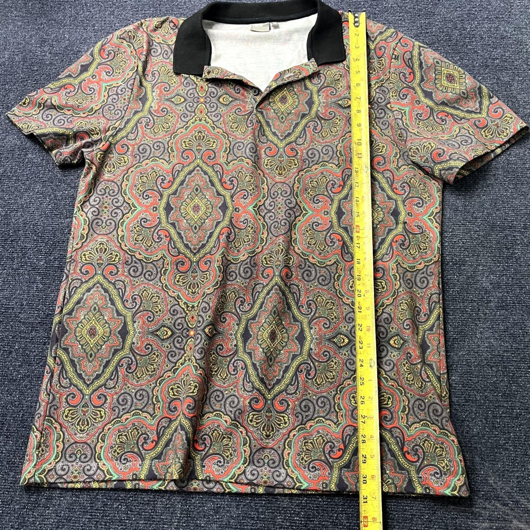 Asos ASOS Polo Shirt Mens 2XLT Multicolor Paisley Short Sleeve Collared Knit Shirt Mens 2XLT Paisley Multicolor Knit Polo Shirt Size US XXL / EU 58 / 5 - 6 Thumbnail