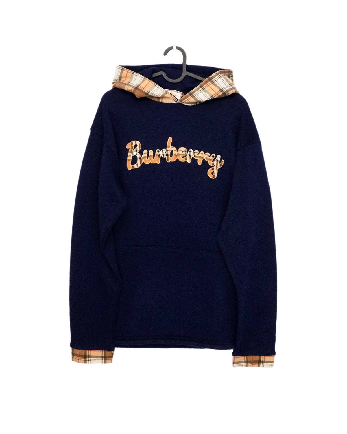 Burberry Vintage Vintage Thomas Burberry Fleece Embroidered Logo Check Hoodie Grailed